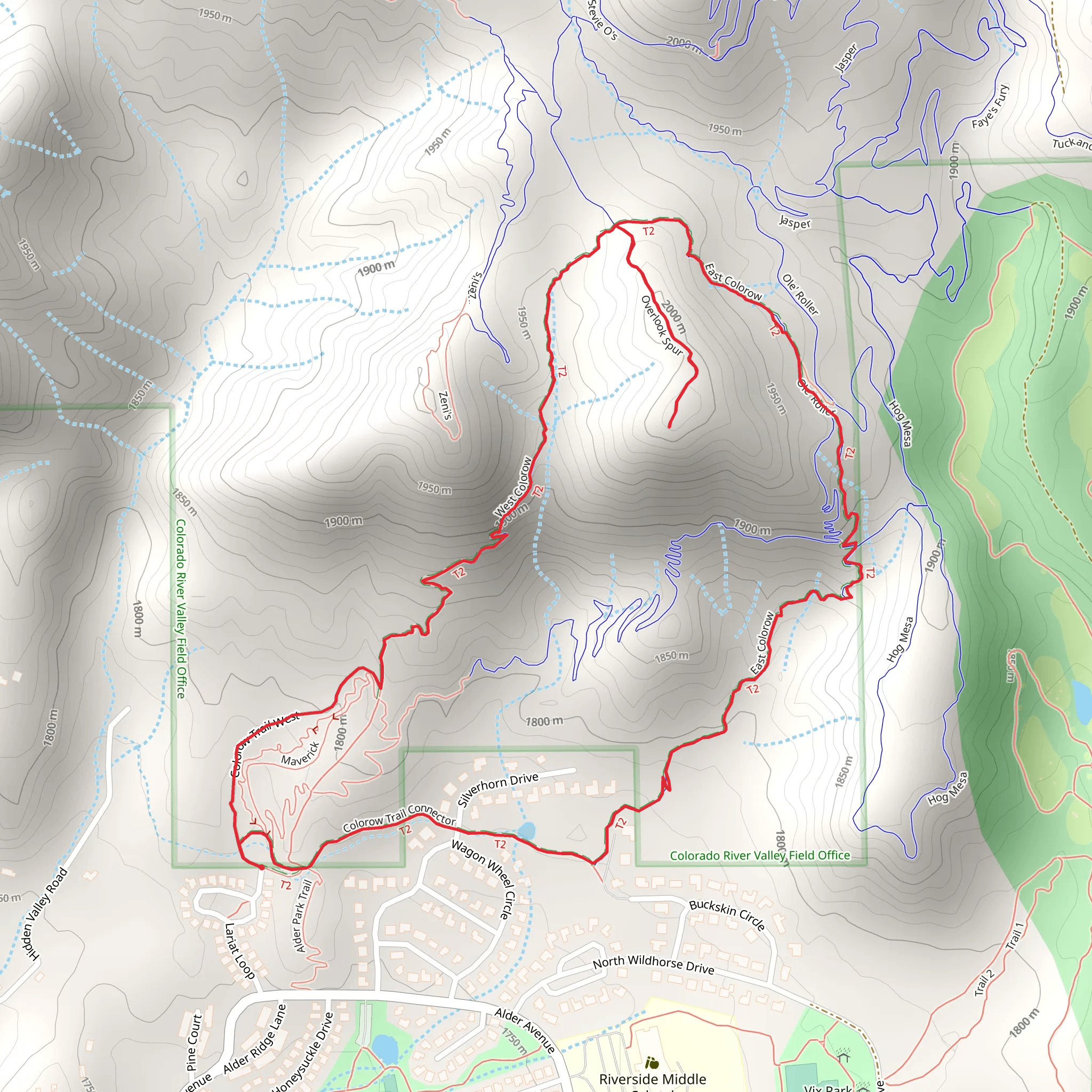 Colorow Trail West and East and Colorow Overlook Loop mobile static map
