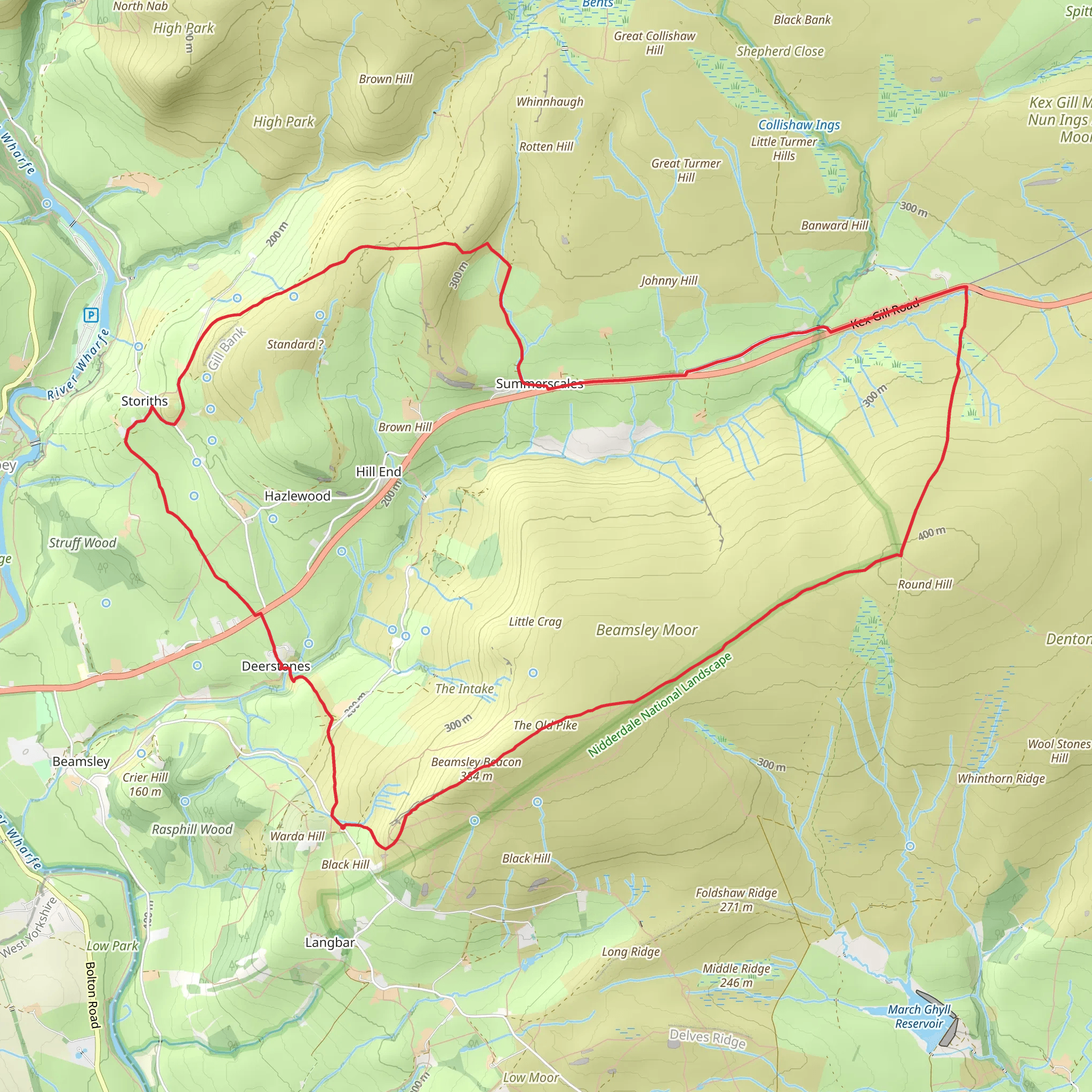 Deerstones to Summerscales Walk mobile static map