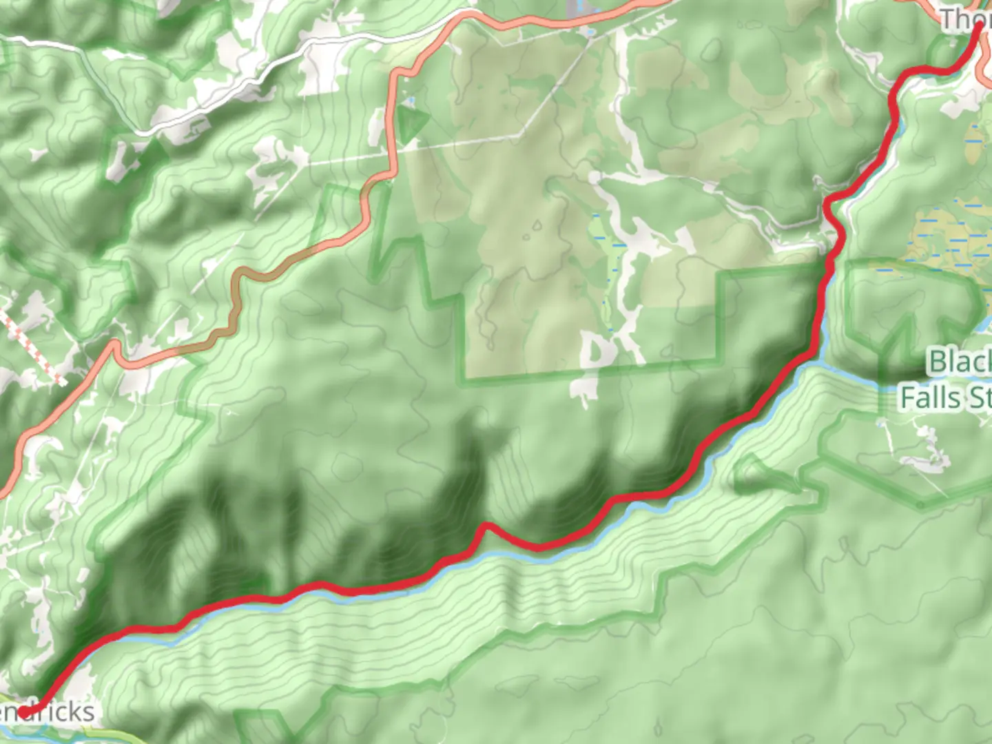 An image depicting the trail Blackwater Canyon Trail - Hendricks and its surrounding area.