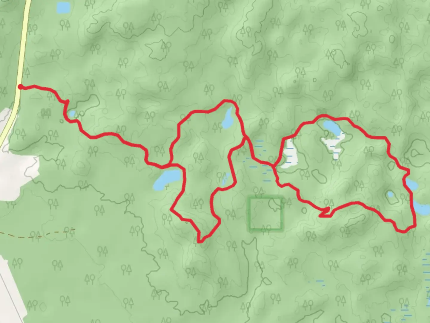 An image depicting the trail Hoist Lakes Loop Trails and its surrounding area.