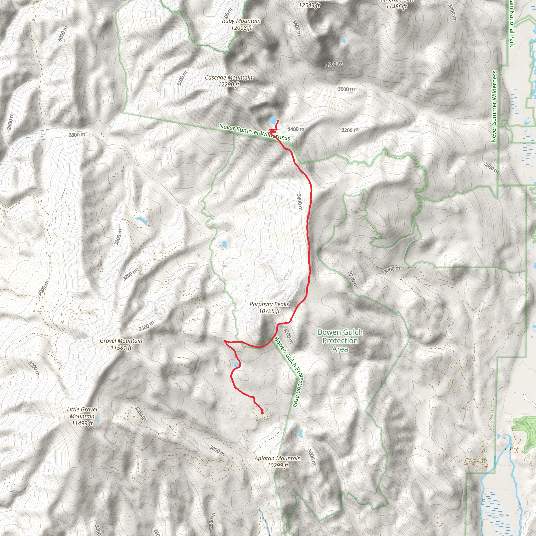 Bowen Lake via Wolverine Trail mobile static map