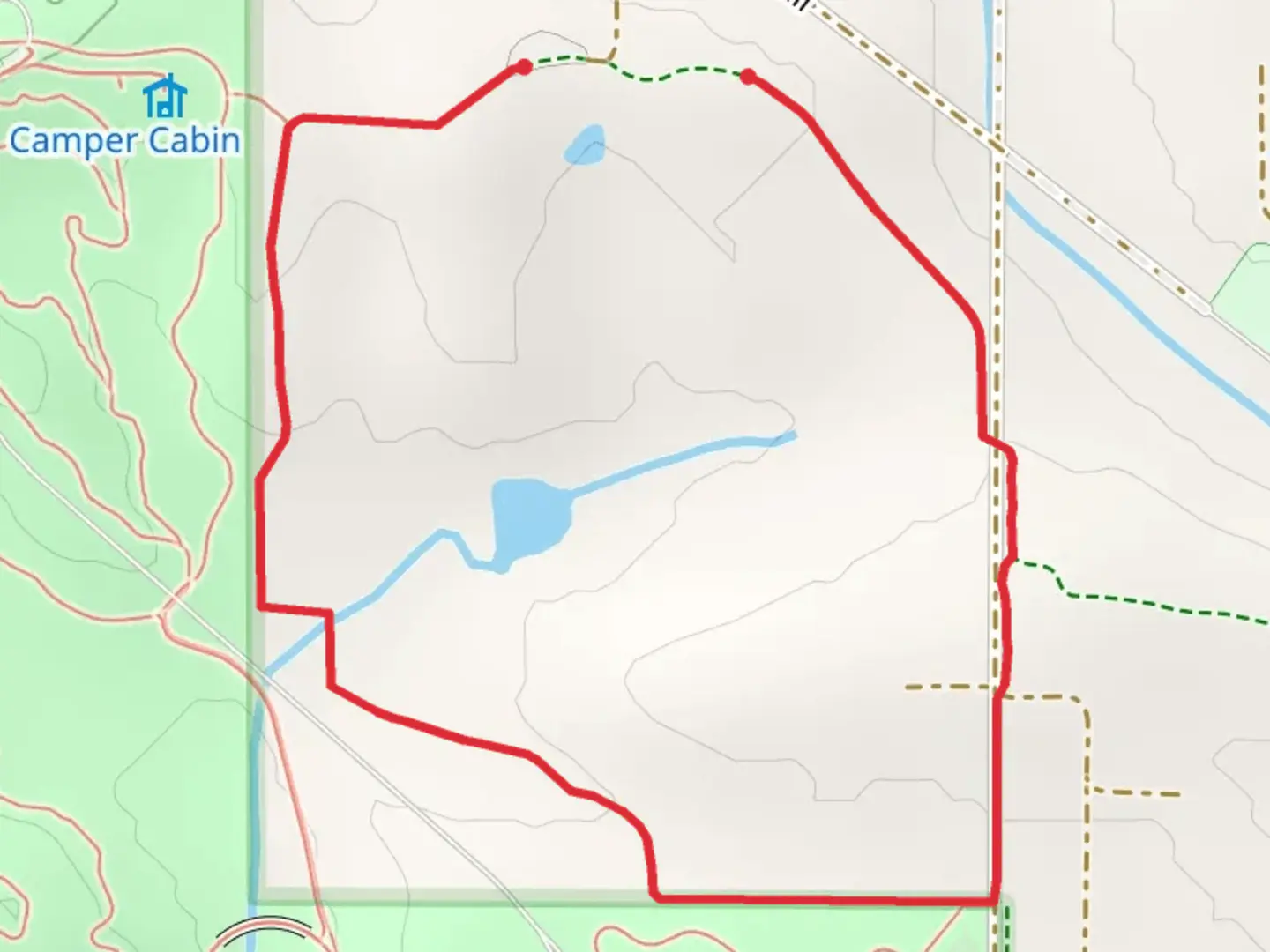 An image depicting the trail Farm Loop and its surrounding area.