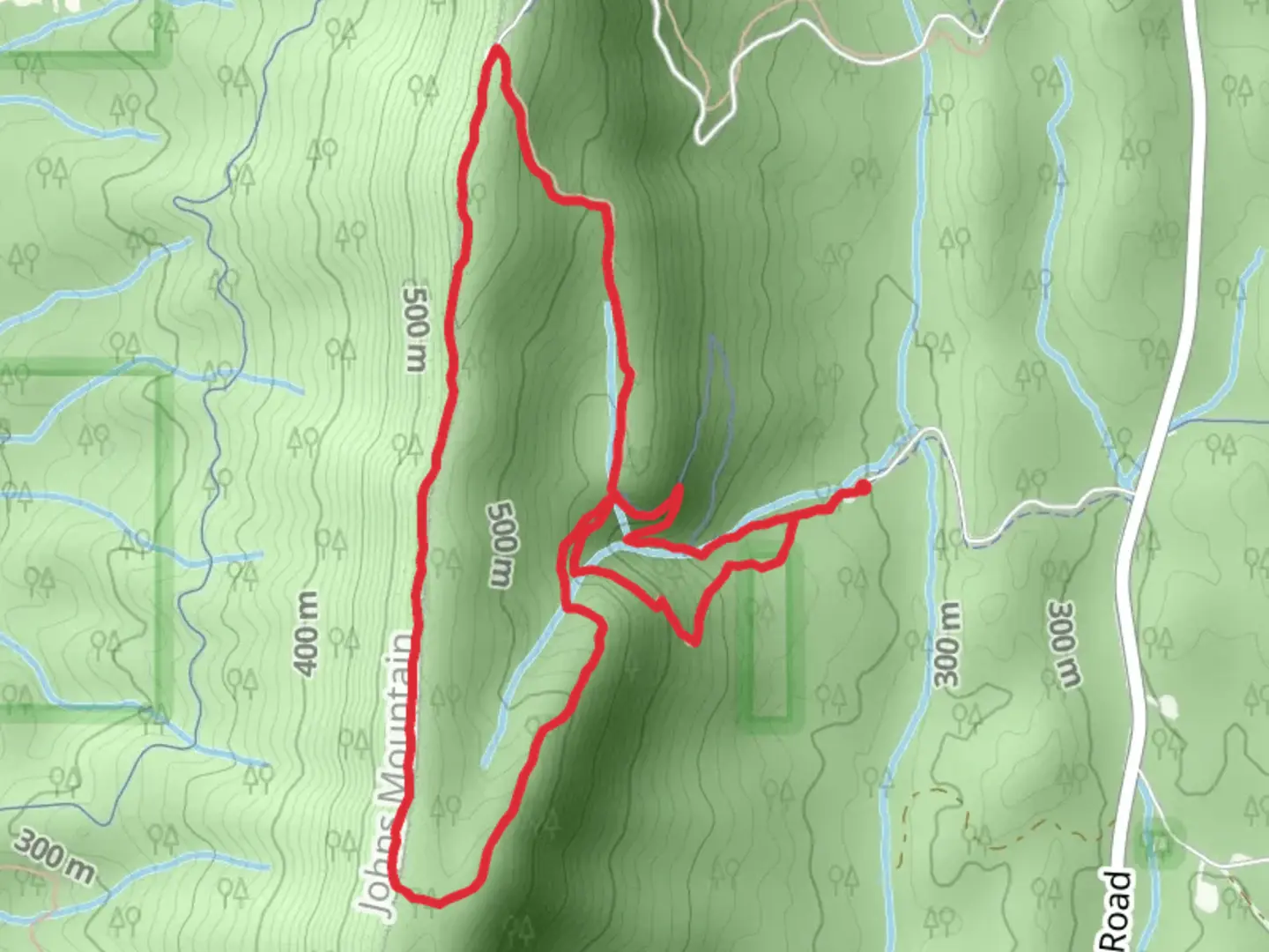 An image depicting the trail Johns Mountain Loop Trail and its surrounding area.