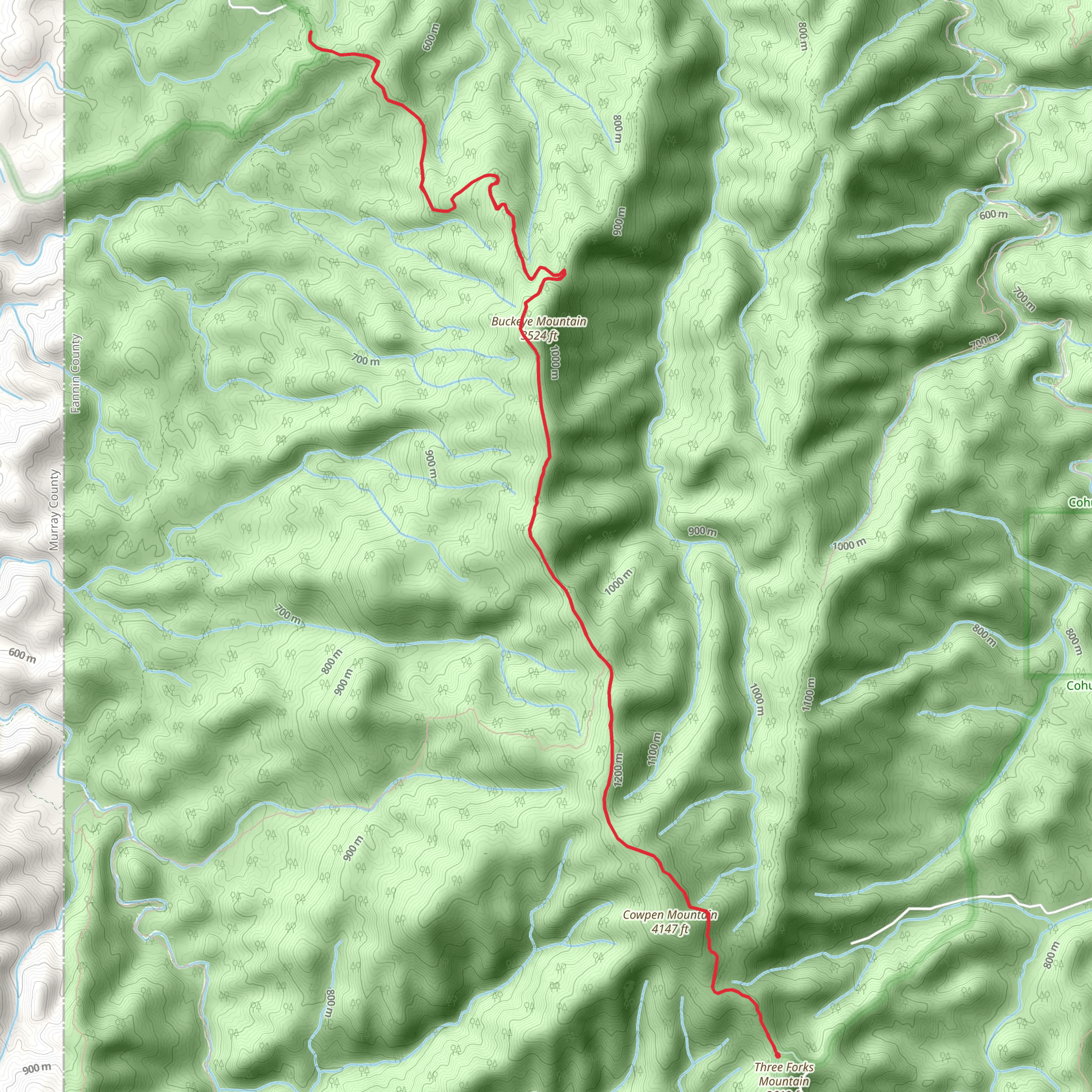 Buckeye Mountain via East Cowpen mobile static map