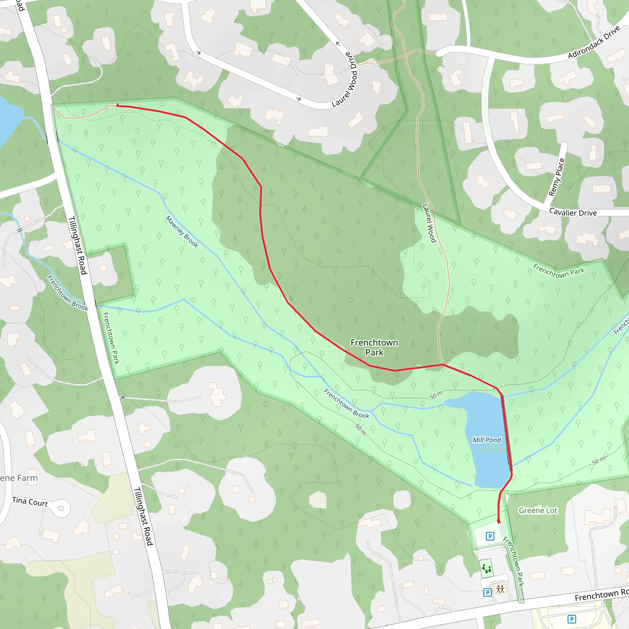 Mawney Brook and Mill Pond Walkalong mobile static map