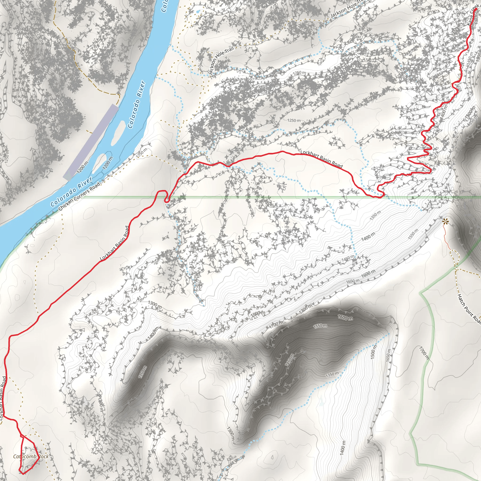 Catacomb Rock via ADT and Lockhart Basin Road mobile static map