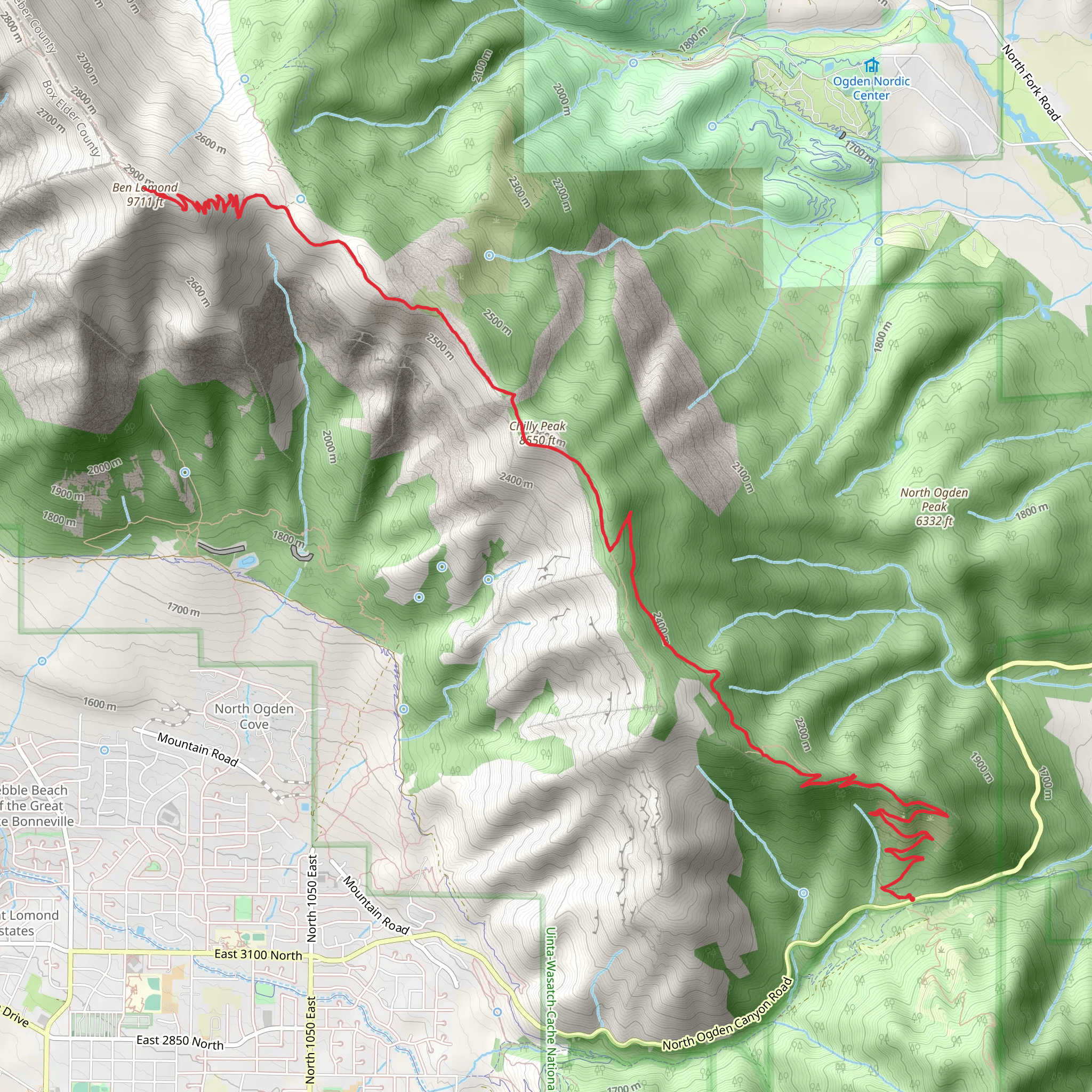 Chilly Peak and Ben Lomond via Skyline North Trailhead mobile static map