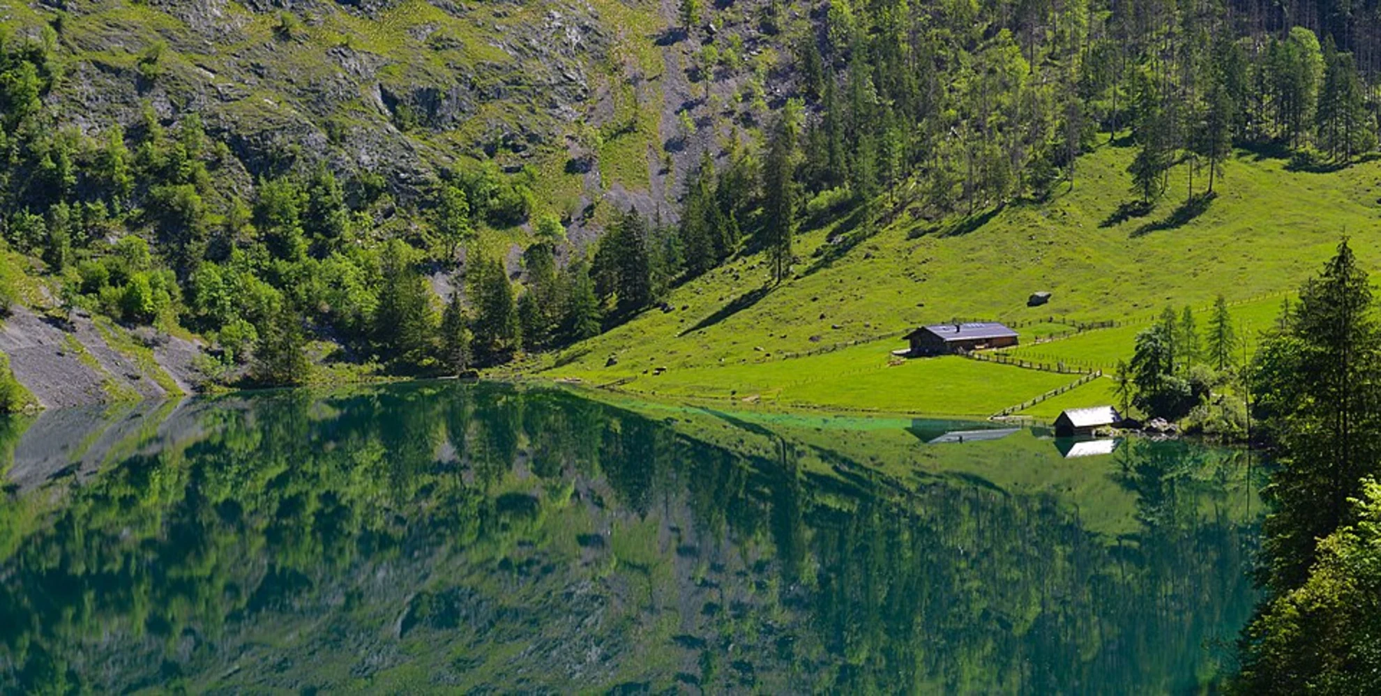 An image depicting the trail Fischunkelalm and Obersee Walk via Fischunkelalmweg and its surrounding area.