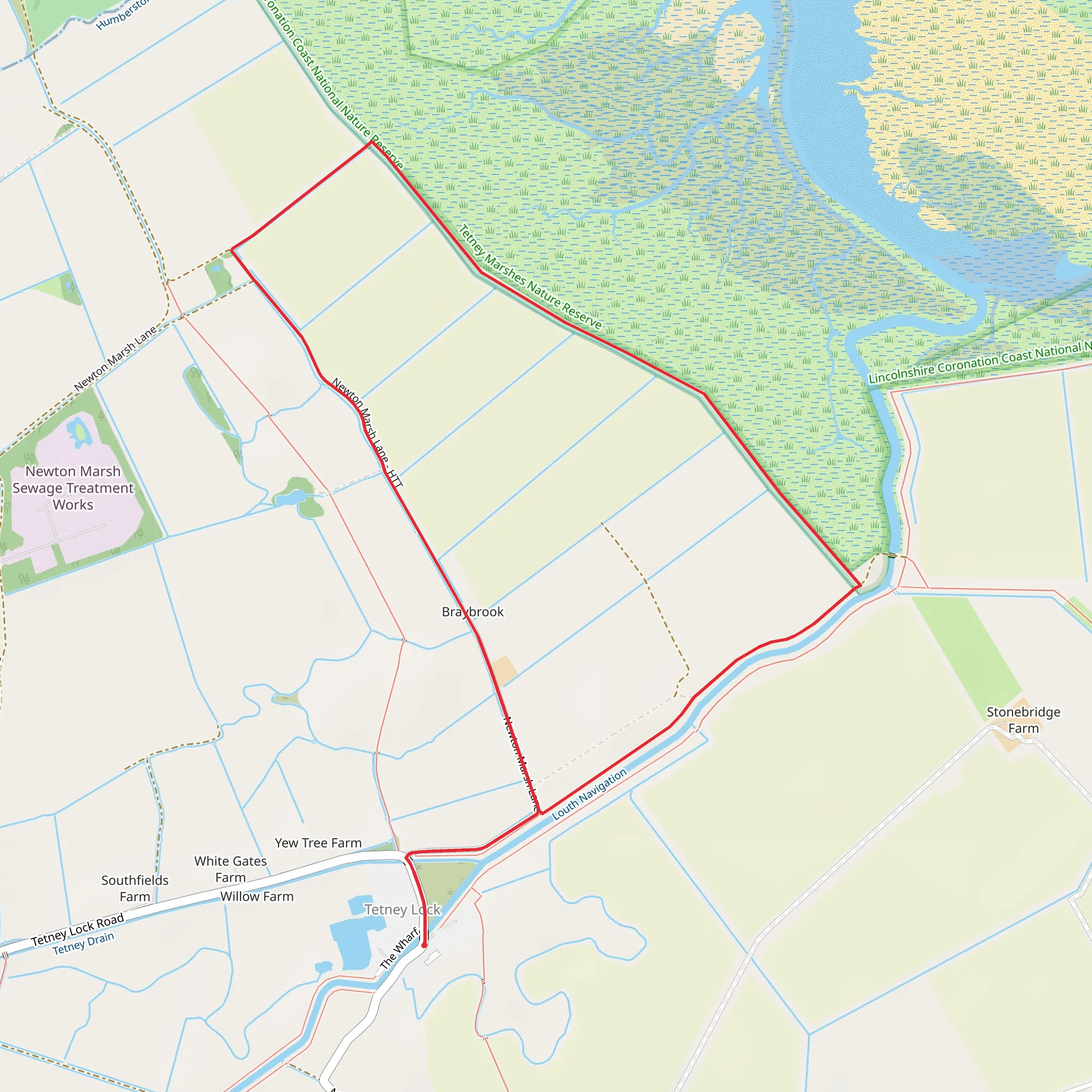 Louth Navigation and Newton Marsh Lane mobile static map