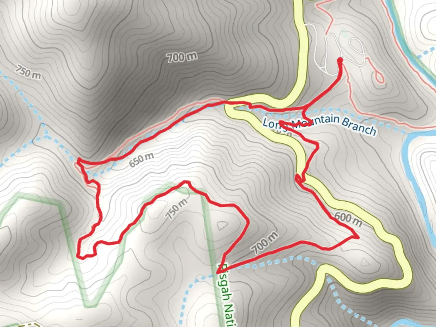 An image depicting the trail Vancliff Loop Trail via Rocky Bluff Campground Trail and its surrounding area.