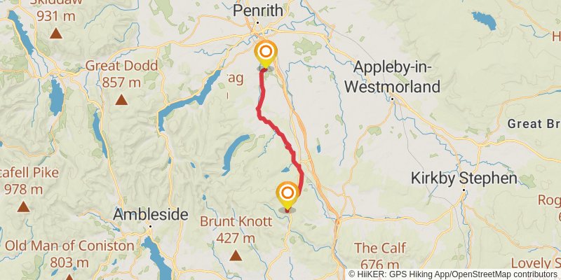 Kendal to Carlisle Walk stage 2 Map