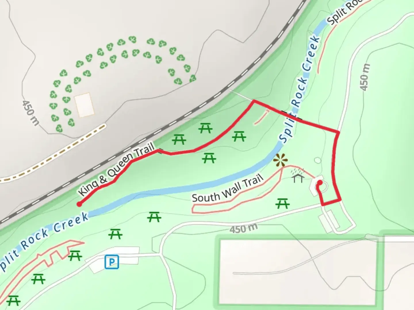 An image depicting the trail Split Rock Creek and its surrounding area.