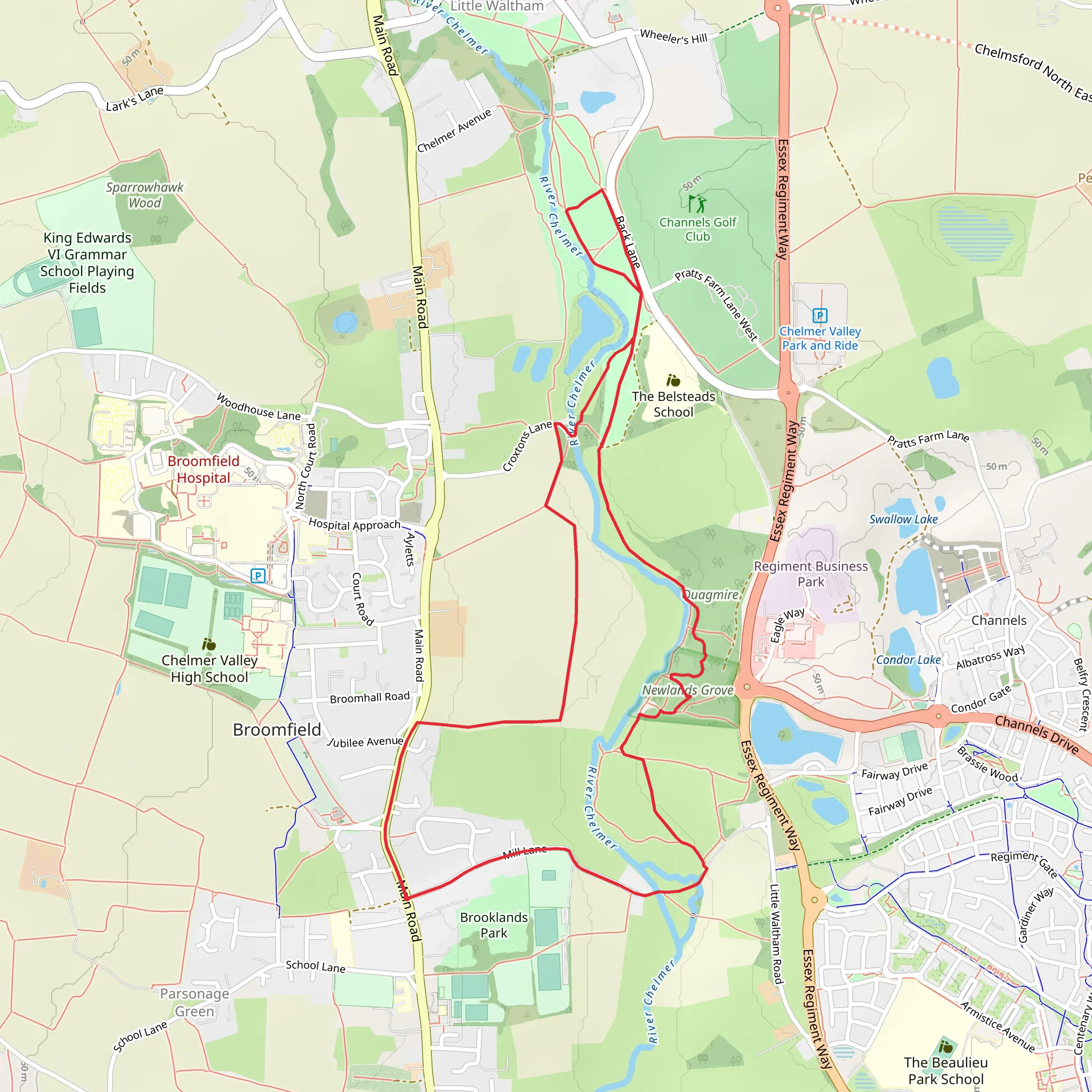 Newlands Grove and Croxton's Mill Loop mobile static map