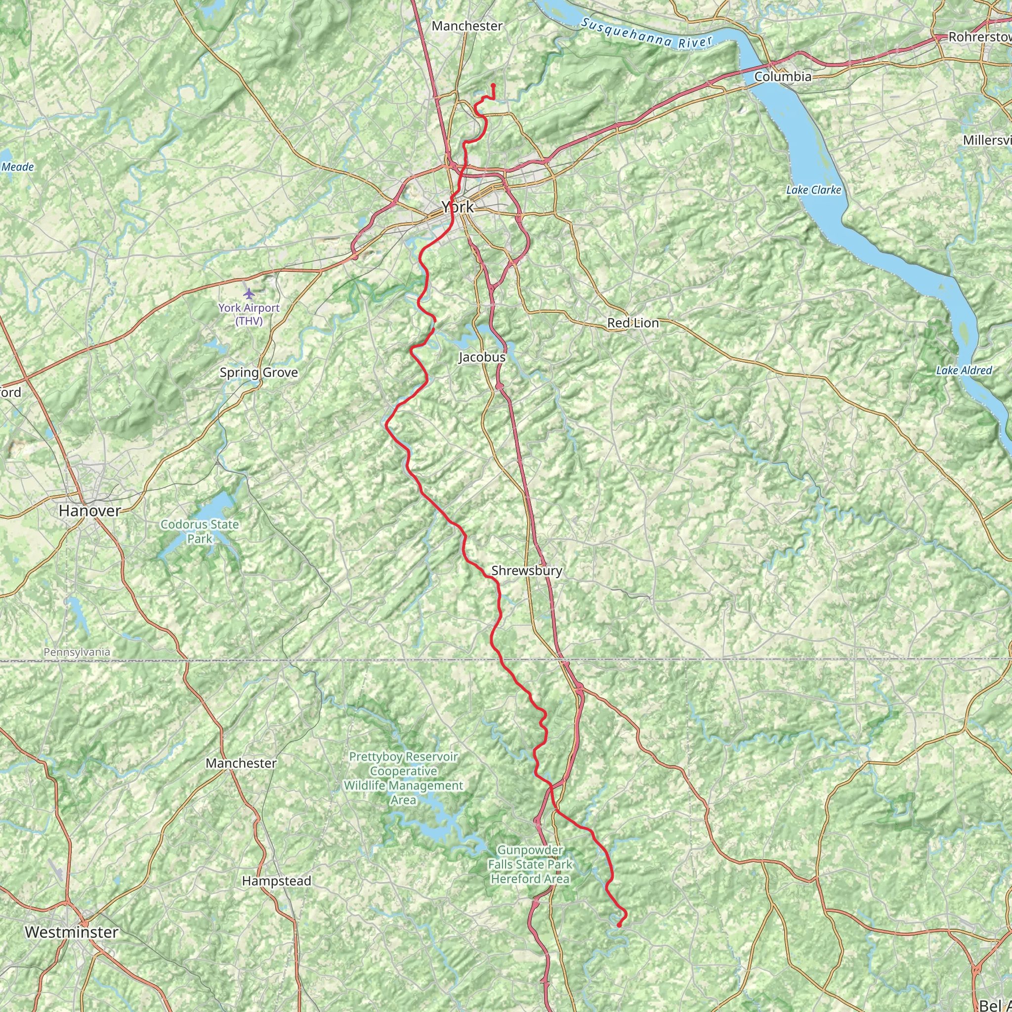 York County Heritage Rail Trail mobile static map