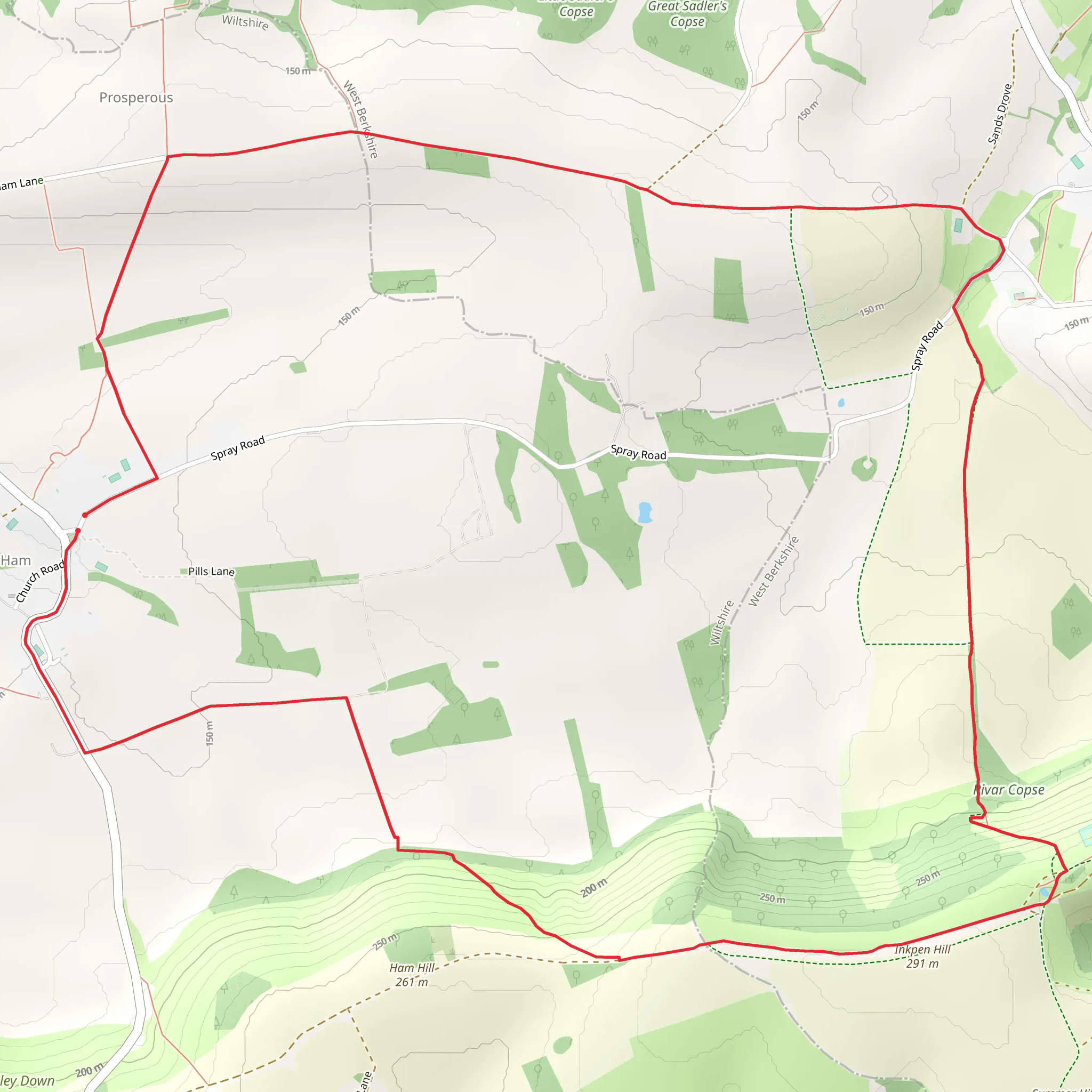 Ham - Inkpen Hill and Lower Green Circular mobile static map