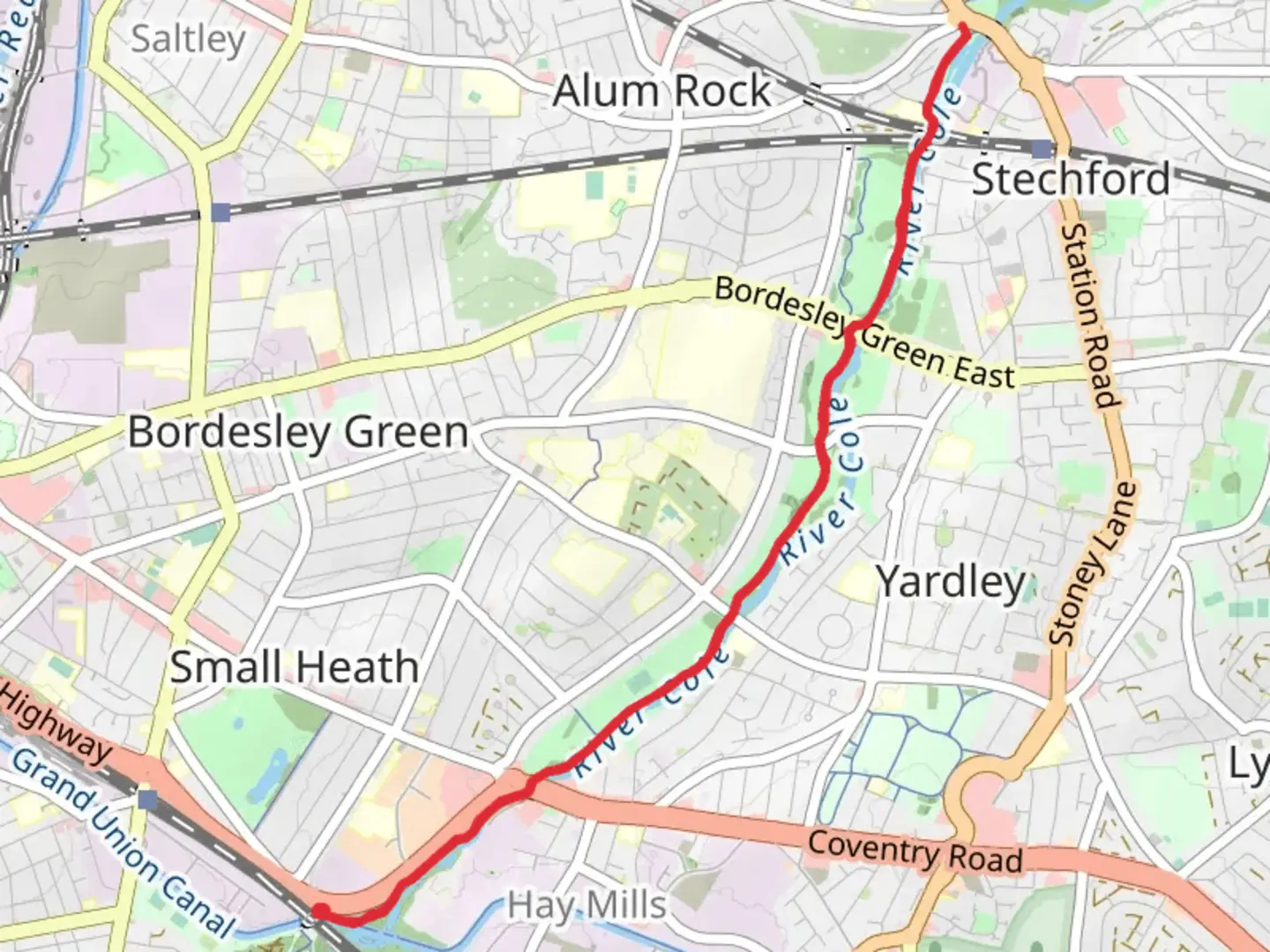 An image depicting the trail Small Heath to Stechford Walk and its surrounding area.