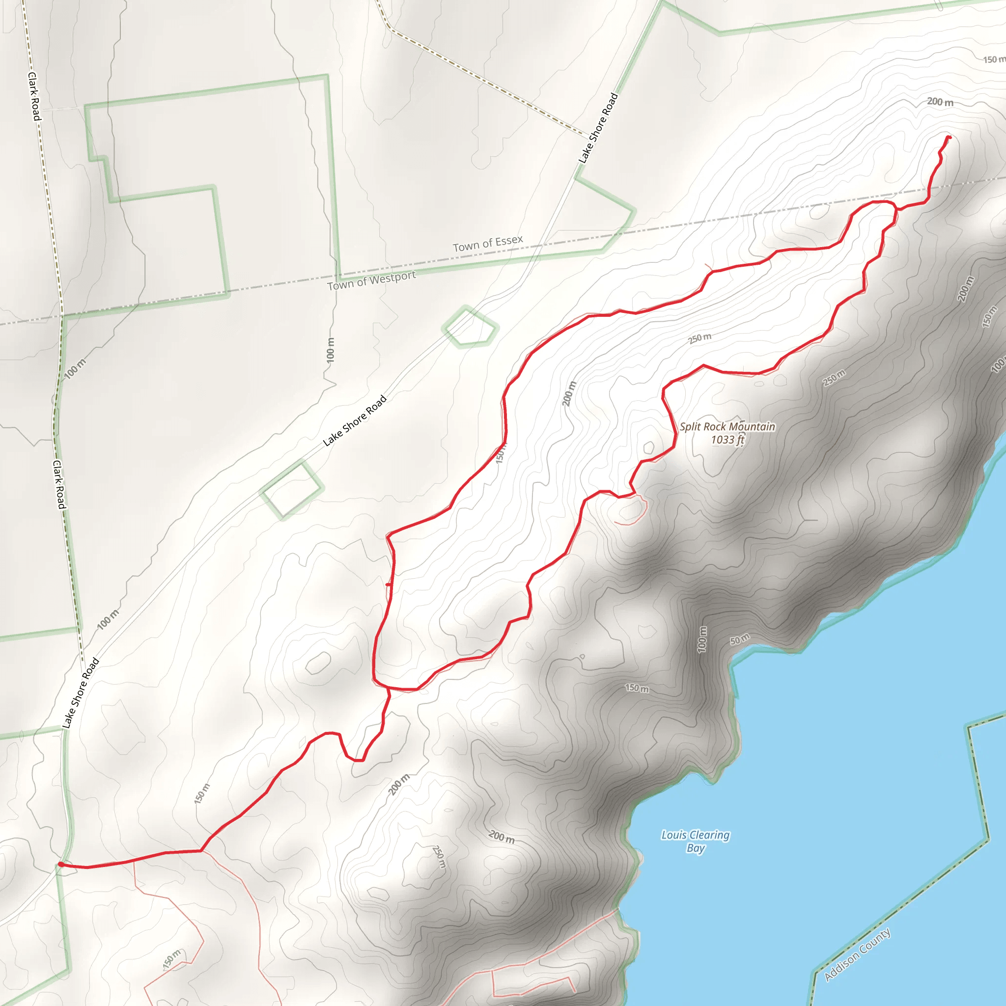 Essex overlook Loop via Lewis Clearing Bay Trail mobile static map
