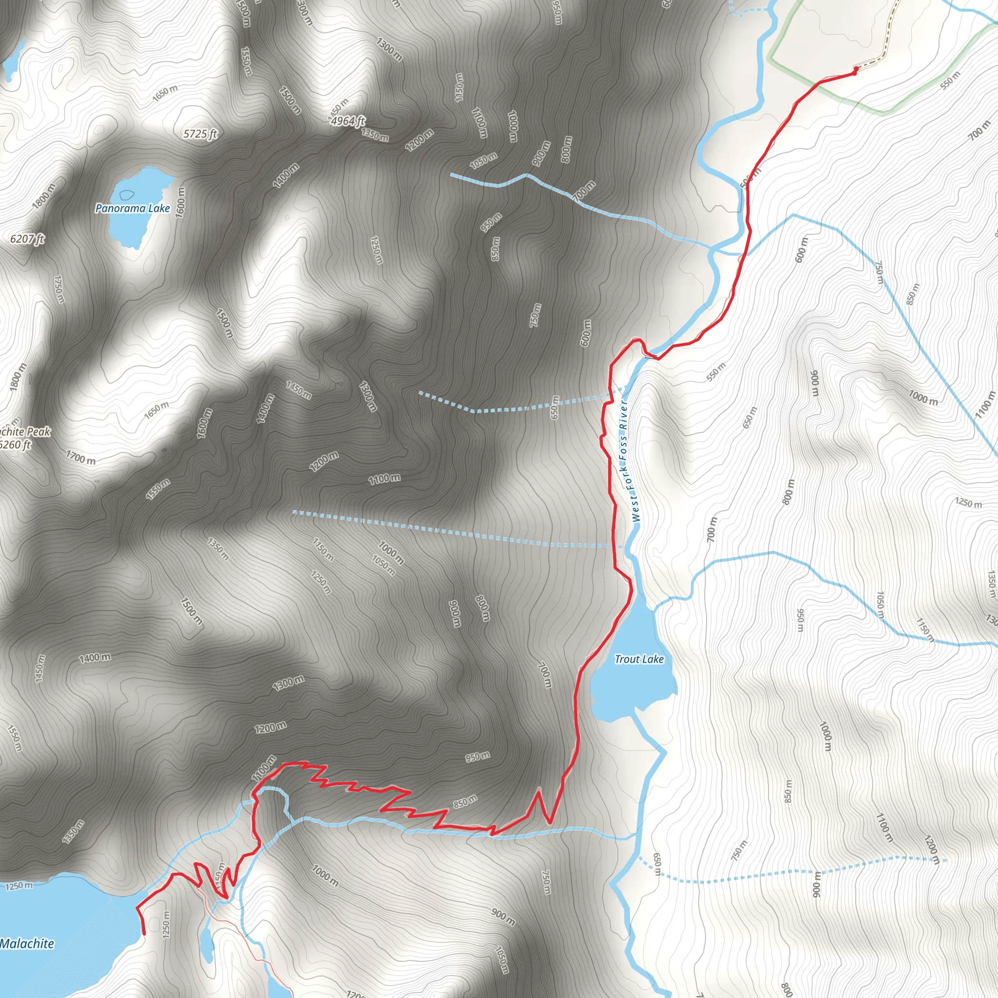 Malachite Lake Trail mobile static map