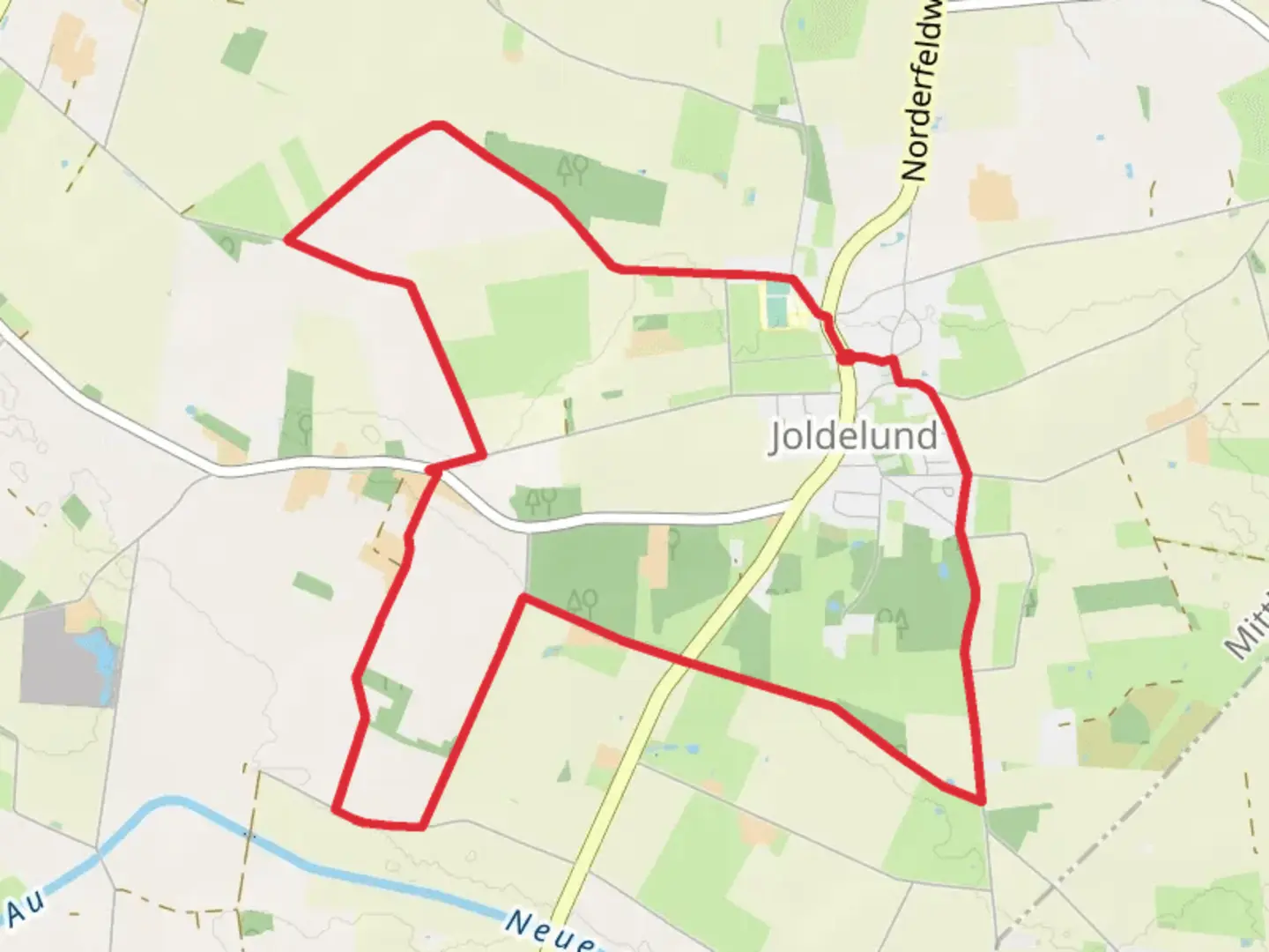 An image depicting the trail Joldelund Loop and its surrounding area.