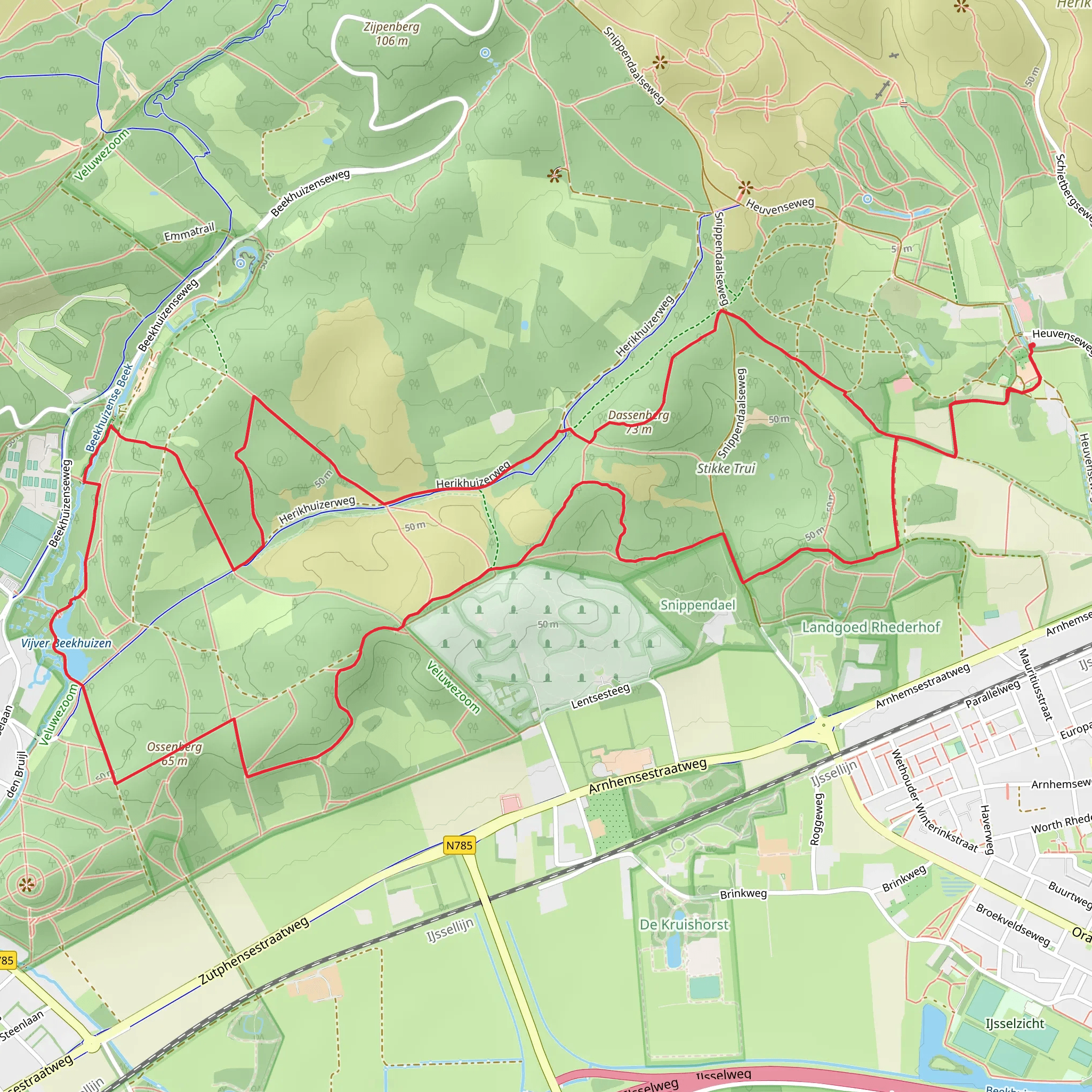 Vijver Beekhuizen via Ossenberg and Dassenberg mobile static map