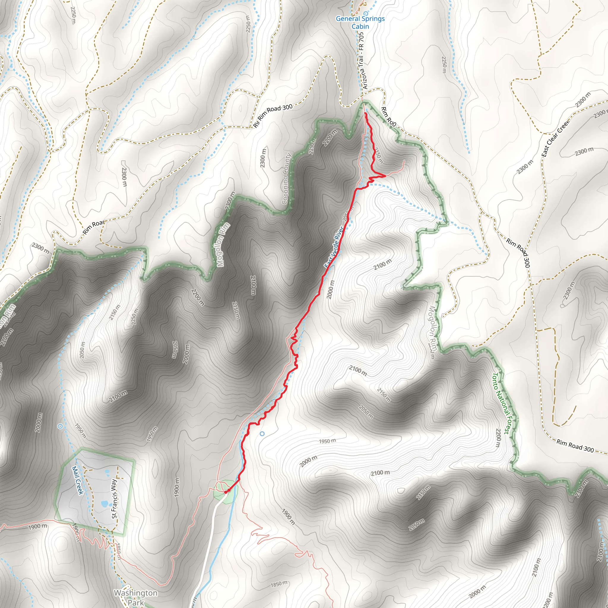 Washington Park Trail via Colonel Devin mobile static map