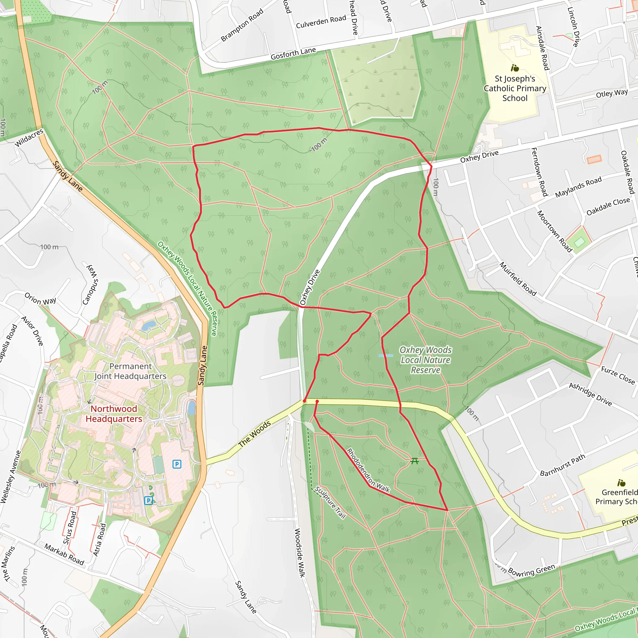 Oxhey Woods mobile static map
