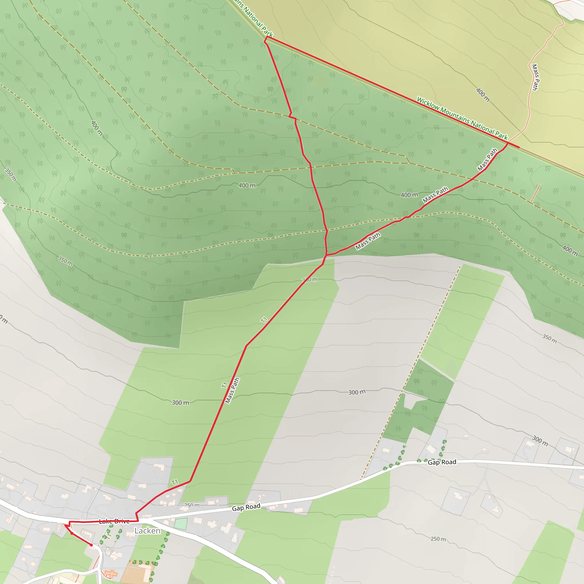 Blackmore Hill via Mass path from Lacken mobile static map
