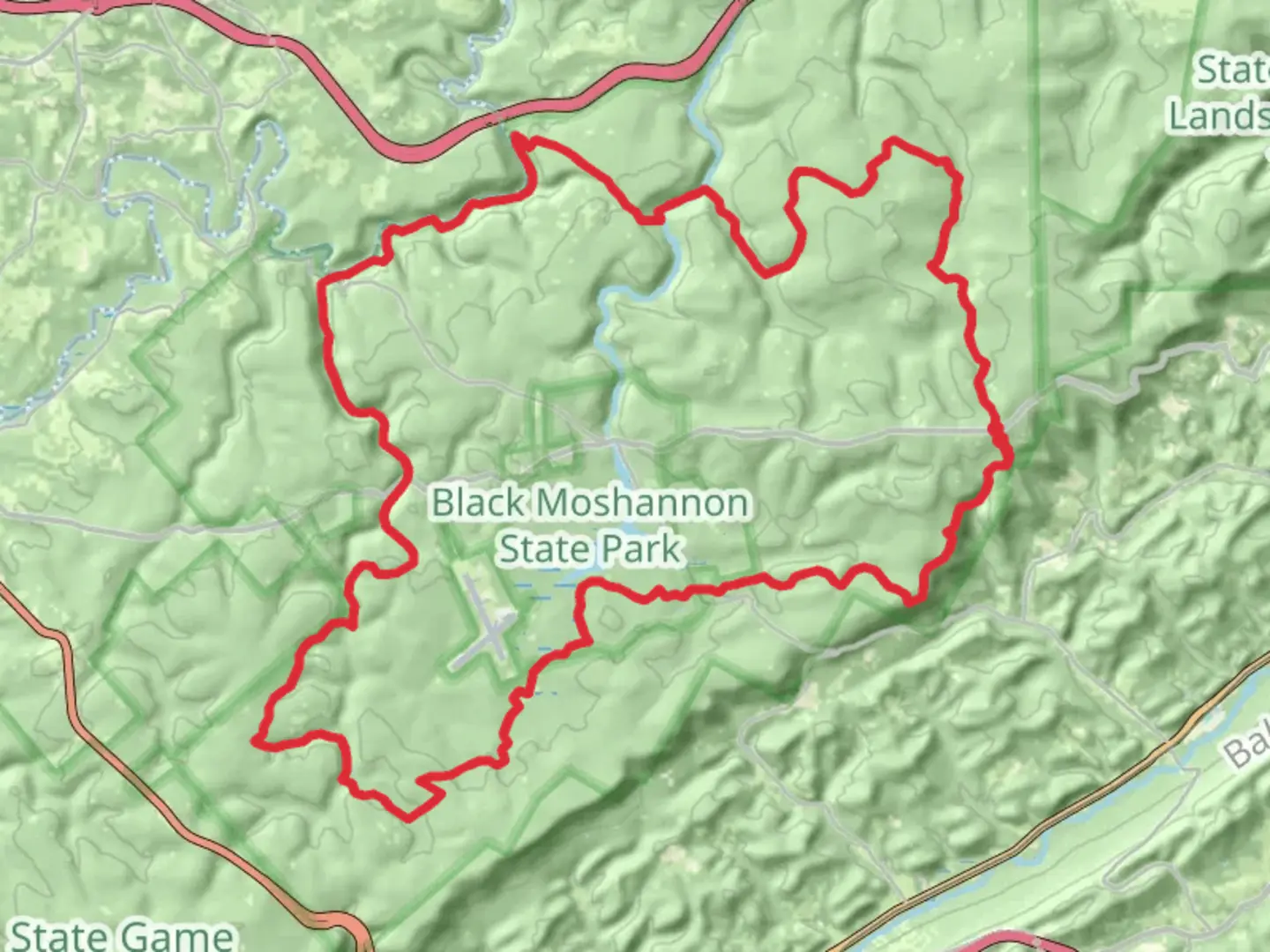 An image depicting the trail Black Moshannon Lake and Six MIle Run Loop and its surrounding area.