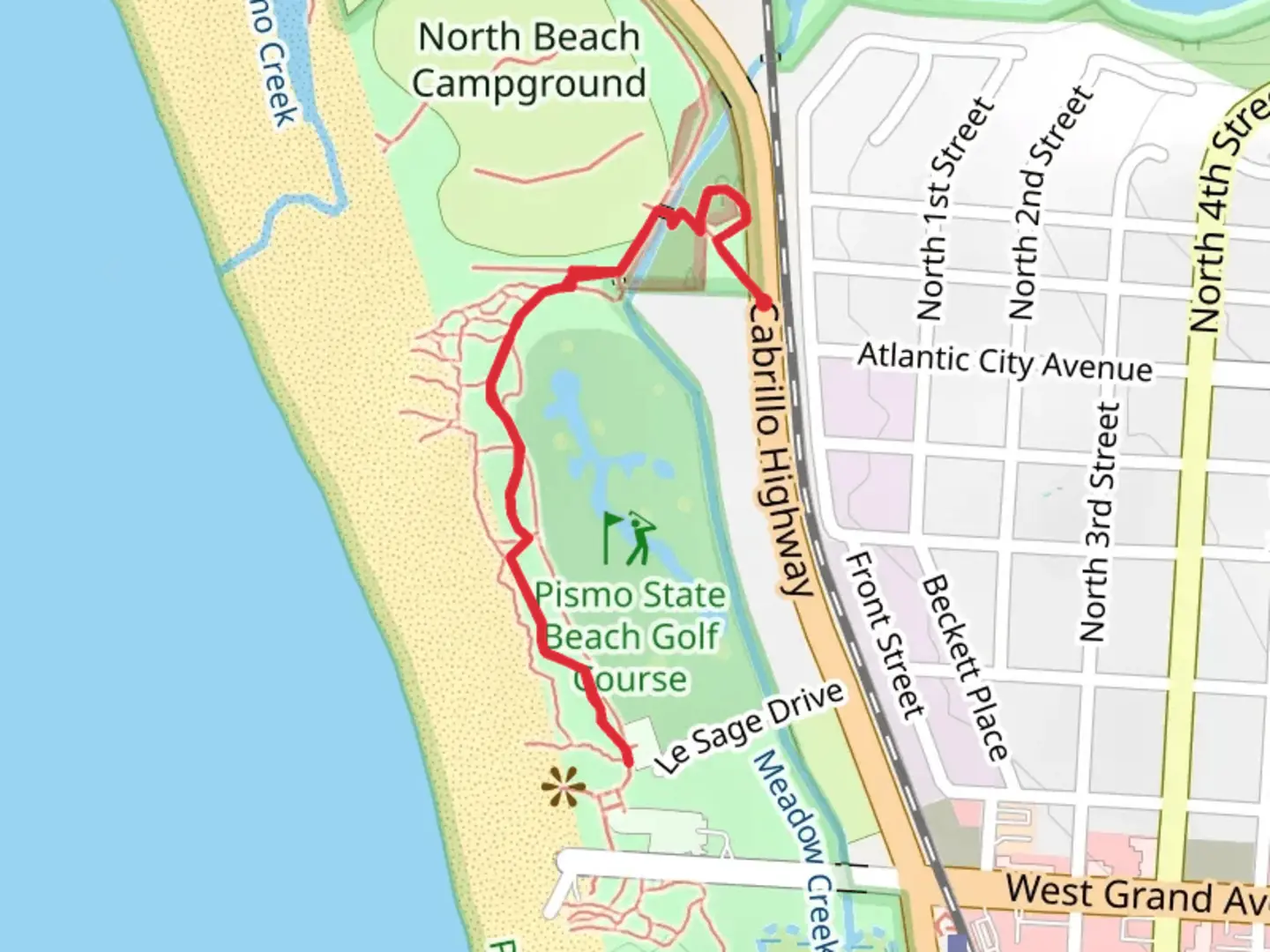 An image depicting the trail Pismo State Beach Golf Course Trail and its surrounding area.