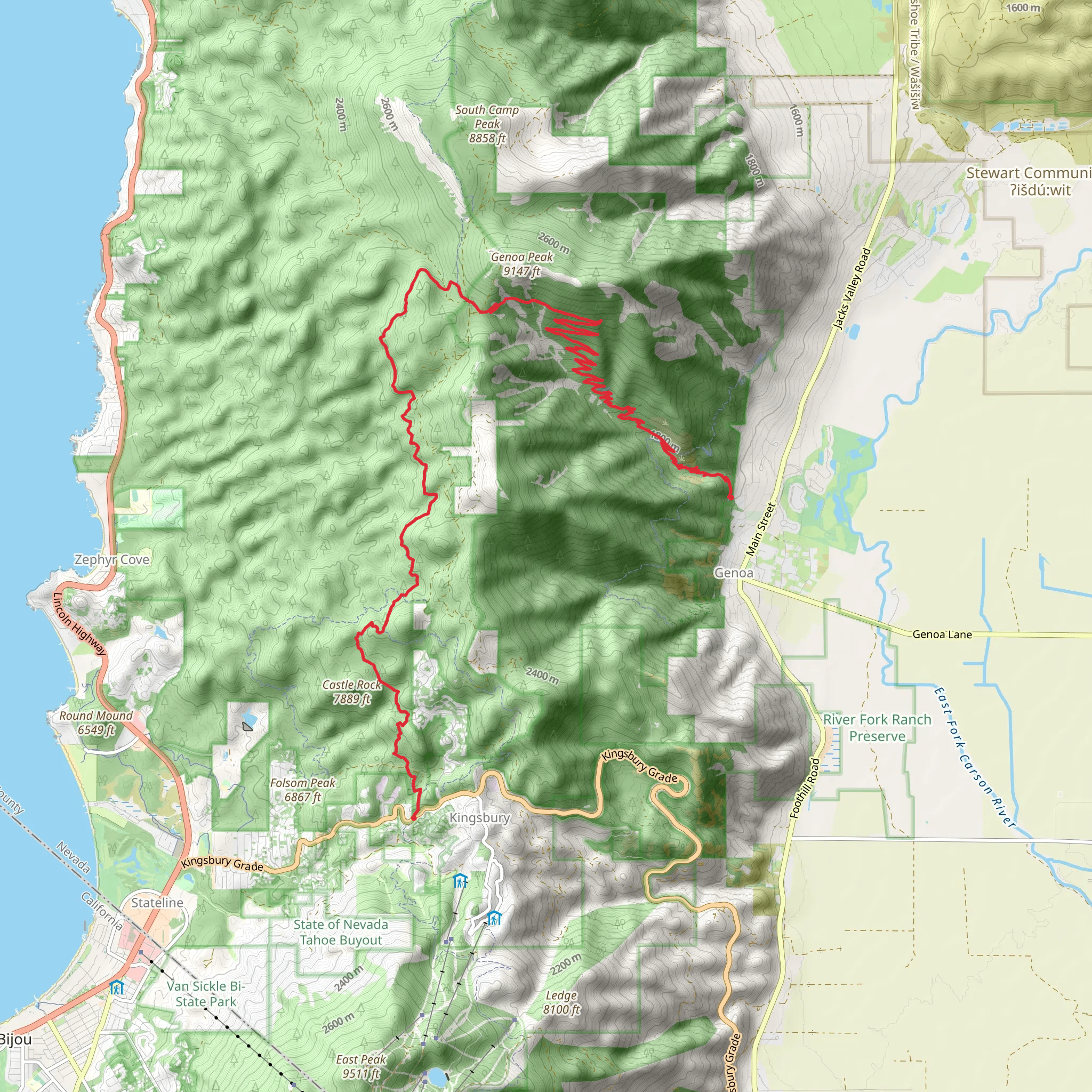 Tahoe Rim to Sierra Canyon Trail mobile static map