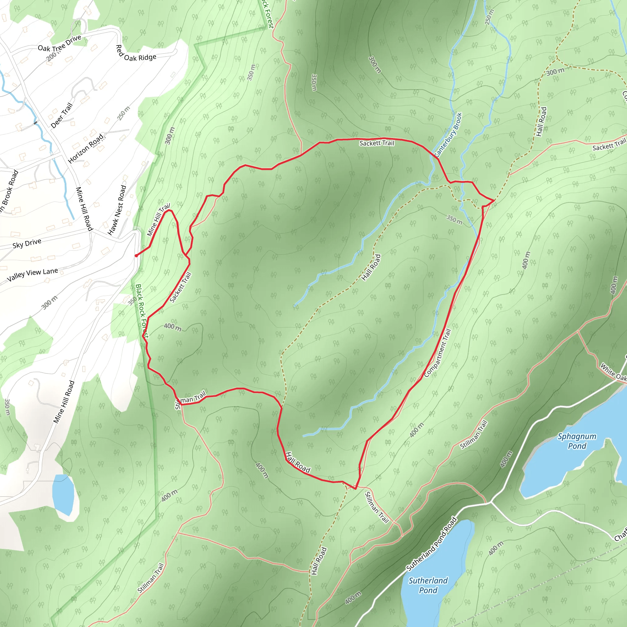Sacket Trail and Stillman Trail Loop mobile static map