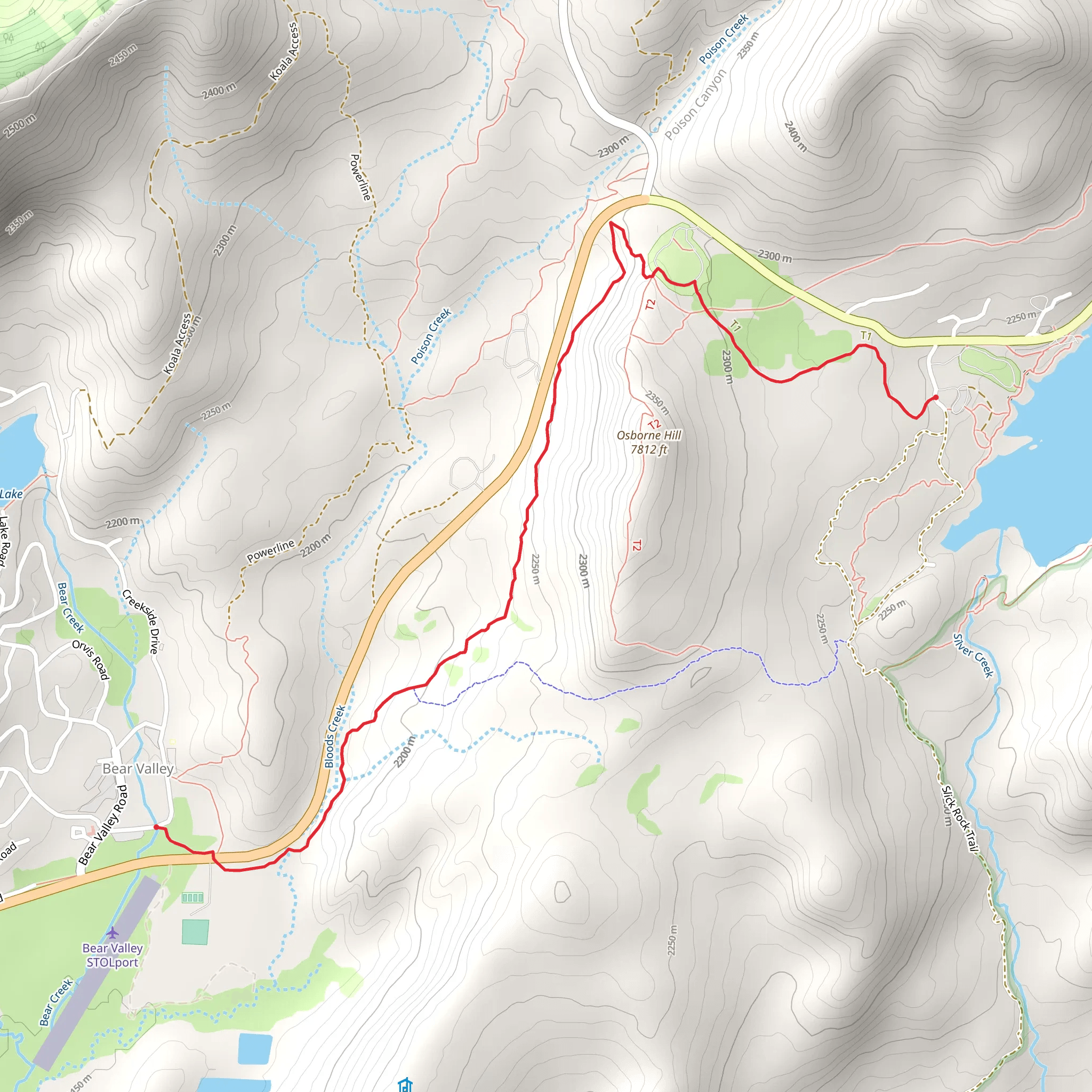 Bear Valley to Lake Alpine Trail mobile static map