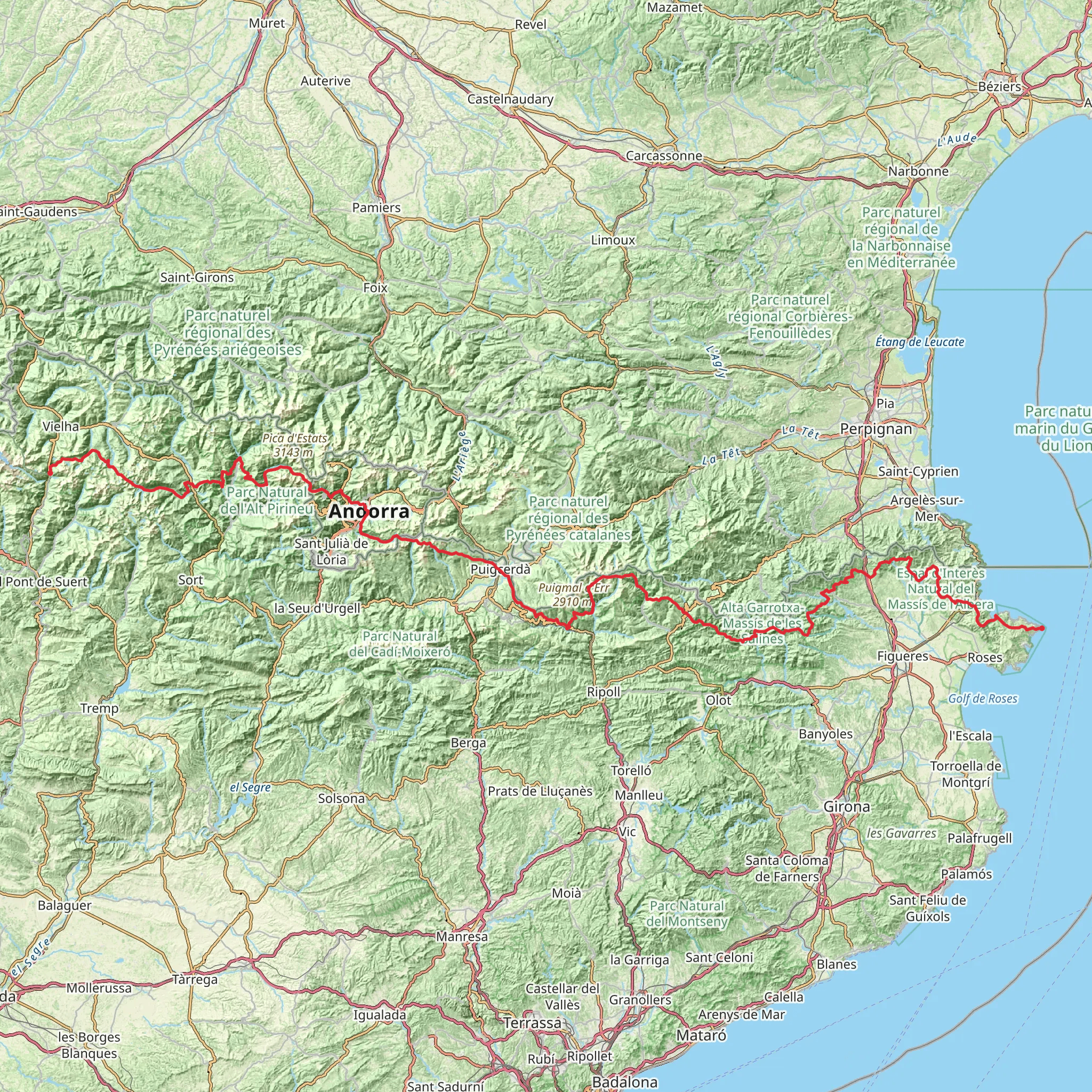 GR 11 Senda Pirenaica Cataluña mobile static map