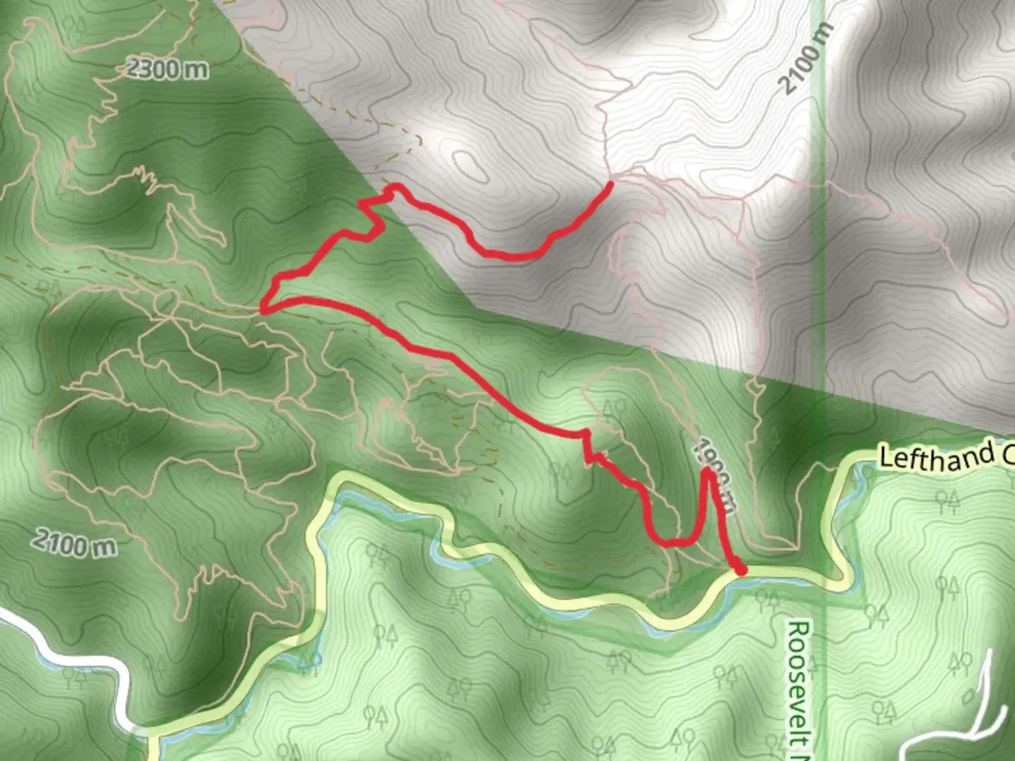 An image depicting the trail Twin Saddles Single Track via Deadass Trail and its surrounding area.
