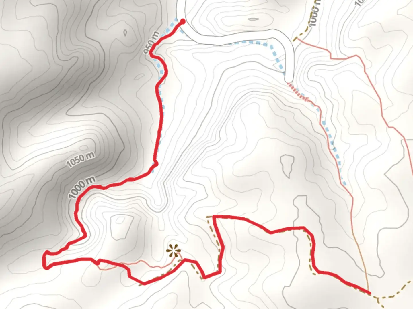 An image depicting the trail Paths of the Rock Paintings PR TE 056a and its surrounding area.