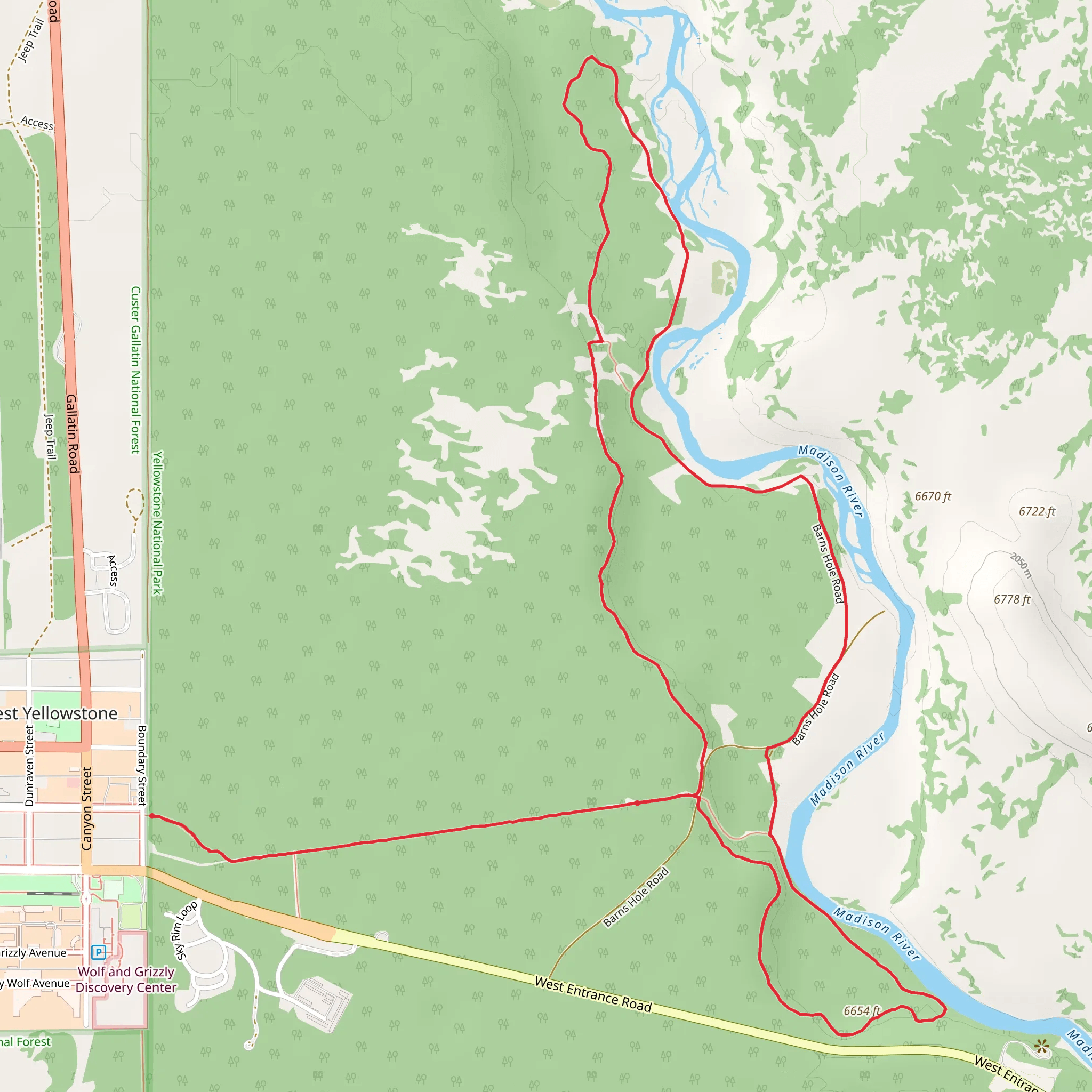 Up and Down Madison River Loop mobile static map