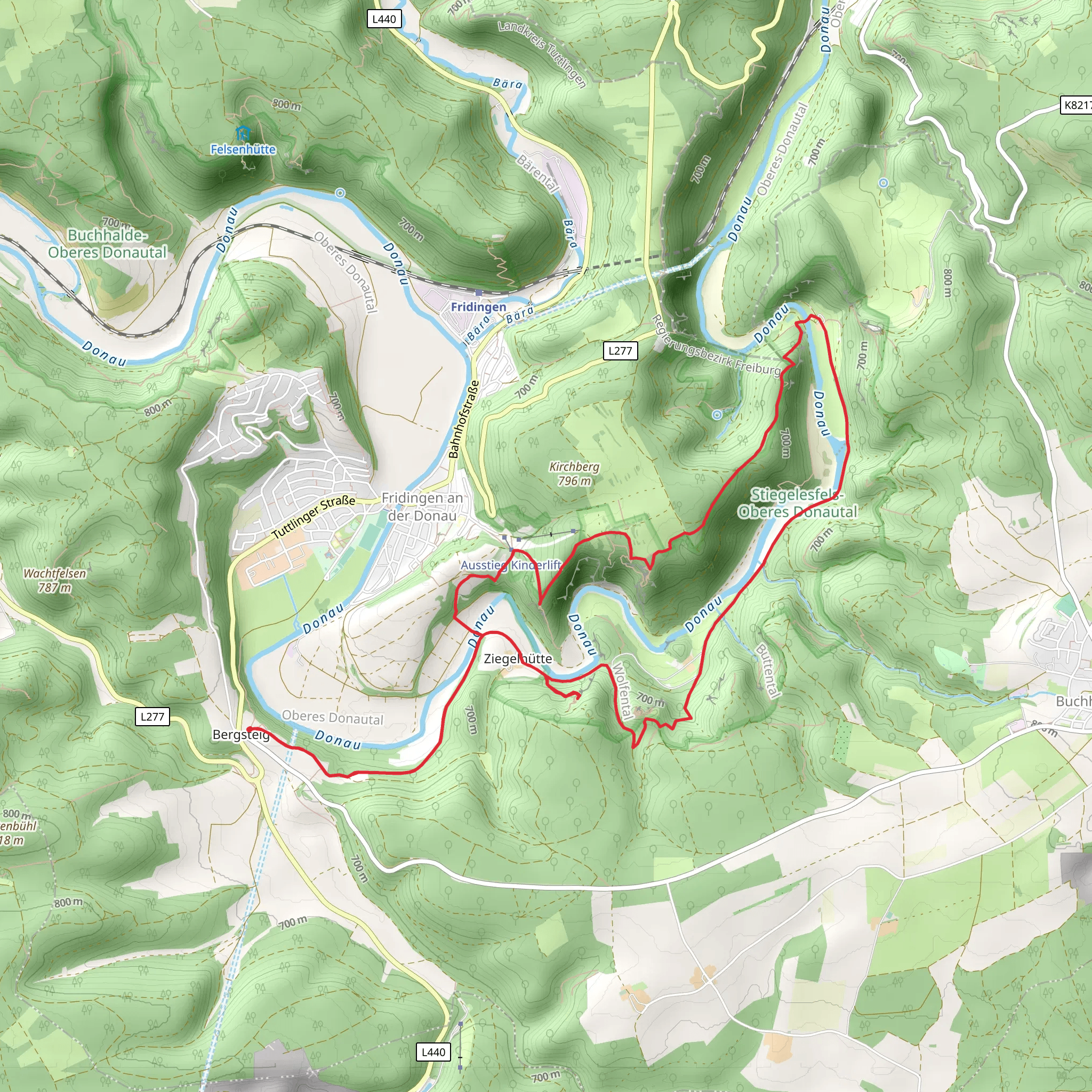 Laibfelsen and Burgruine Ziegelhoehlenburg via Donauber Glandweg mobile static map