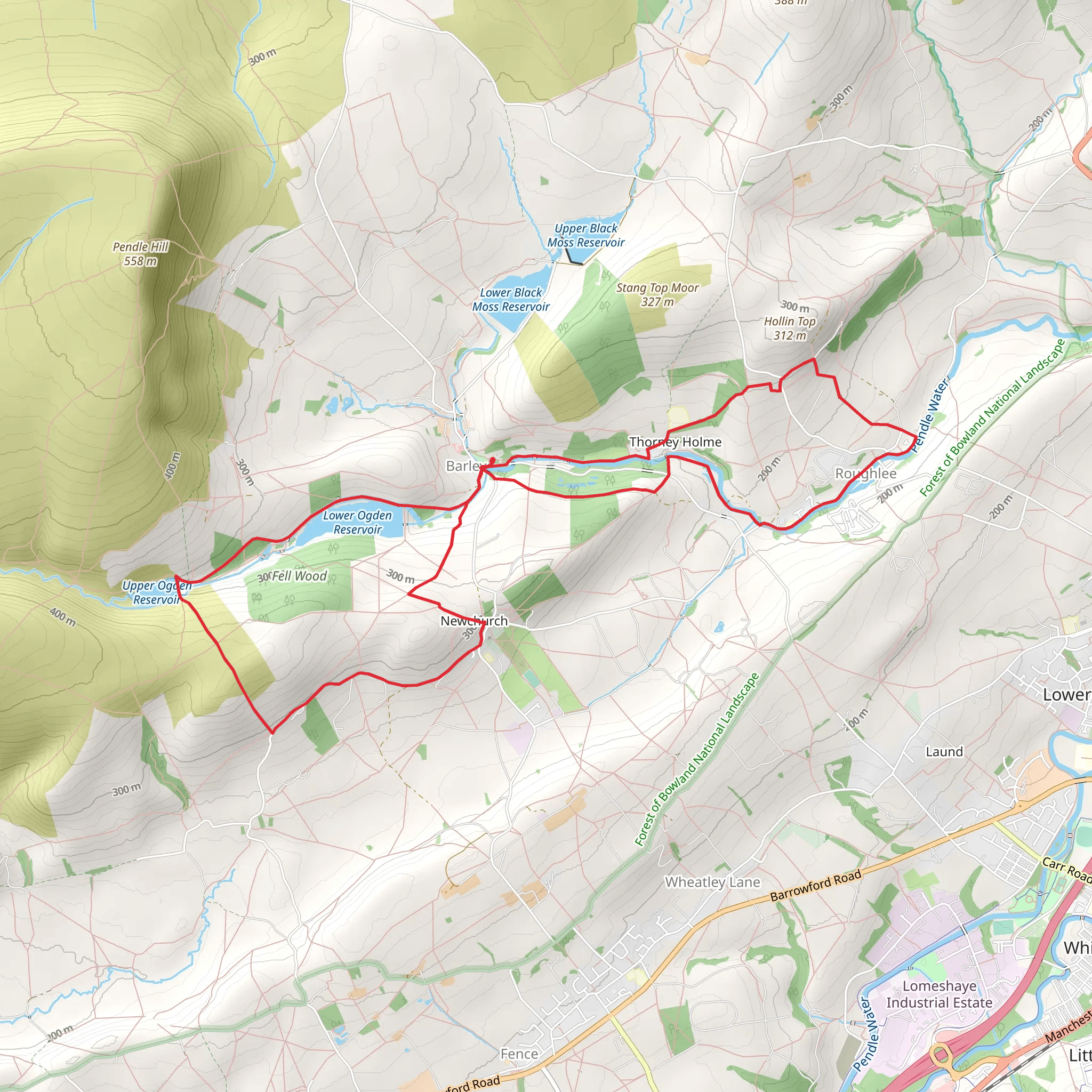 Pendle Loop from Barley mobile static map