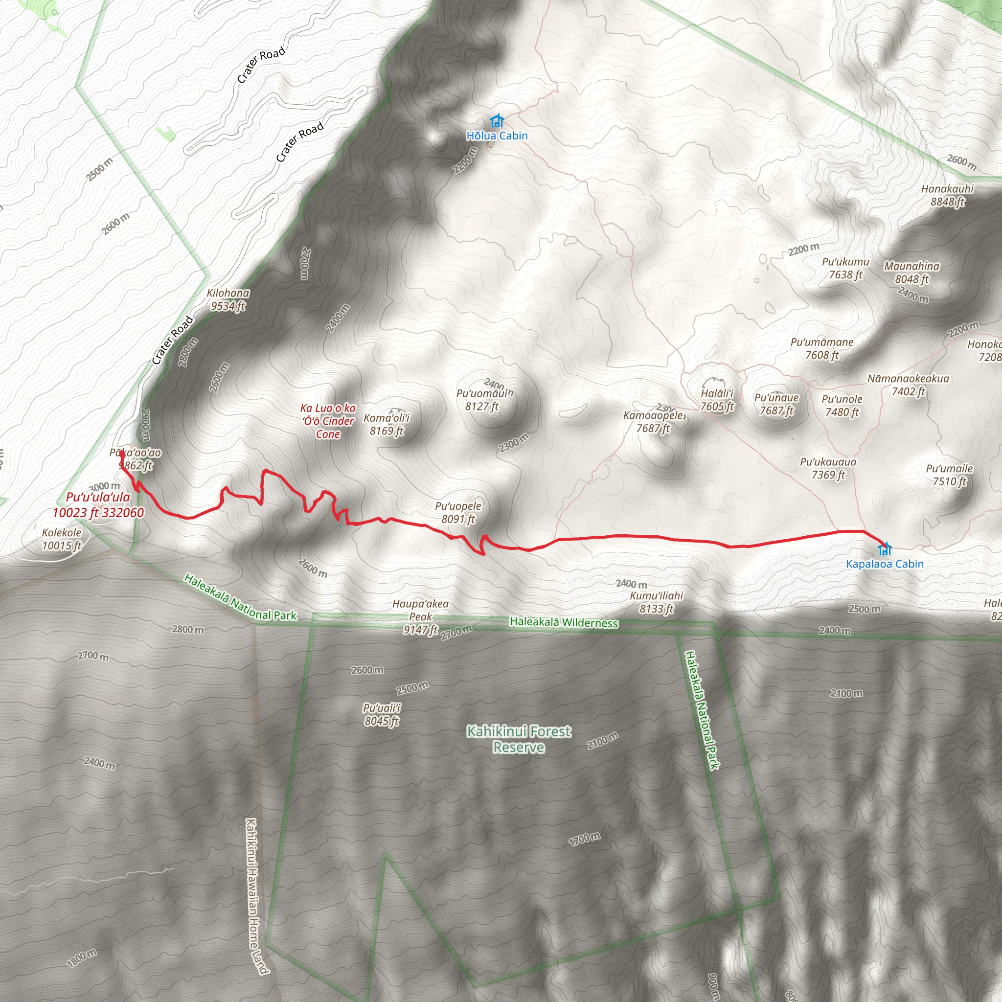 Kapalaoa Cabin via Sliding Sands Trail mobile static map