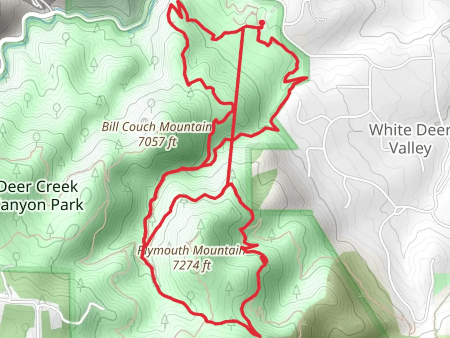 An image depicting the trail Plymouth Mountain Loop and its surrounding area.