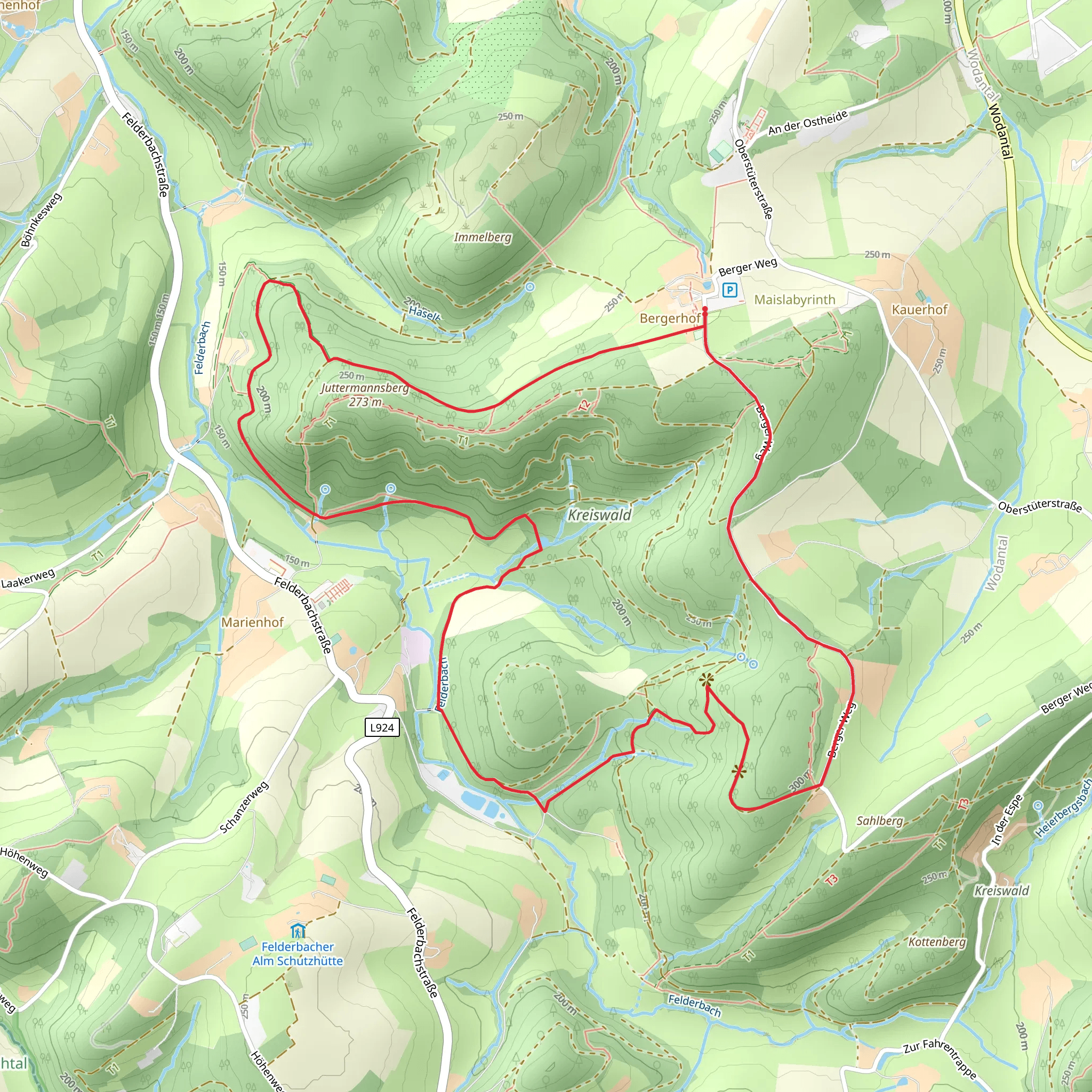 Kreiswald Loop via Barensiepen and Laaker Muhle mobile static map