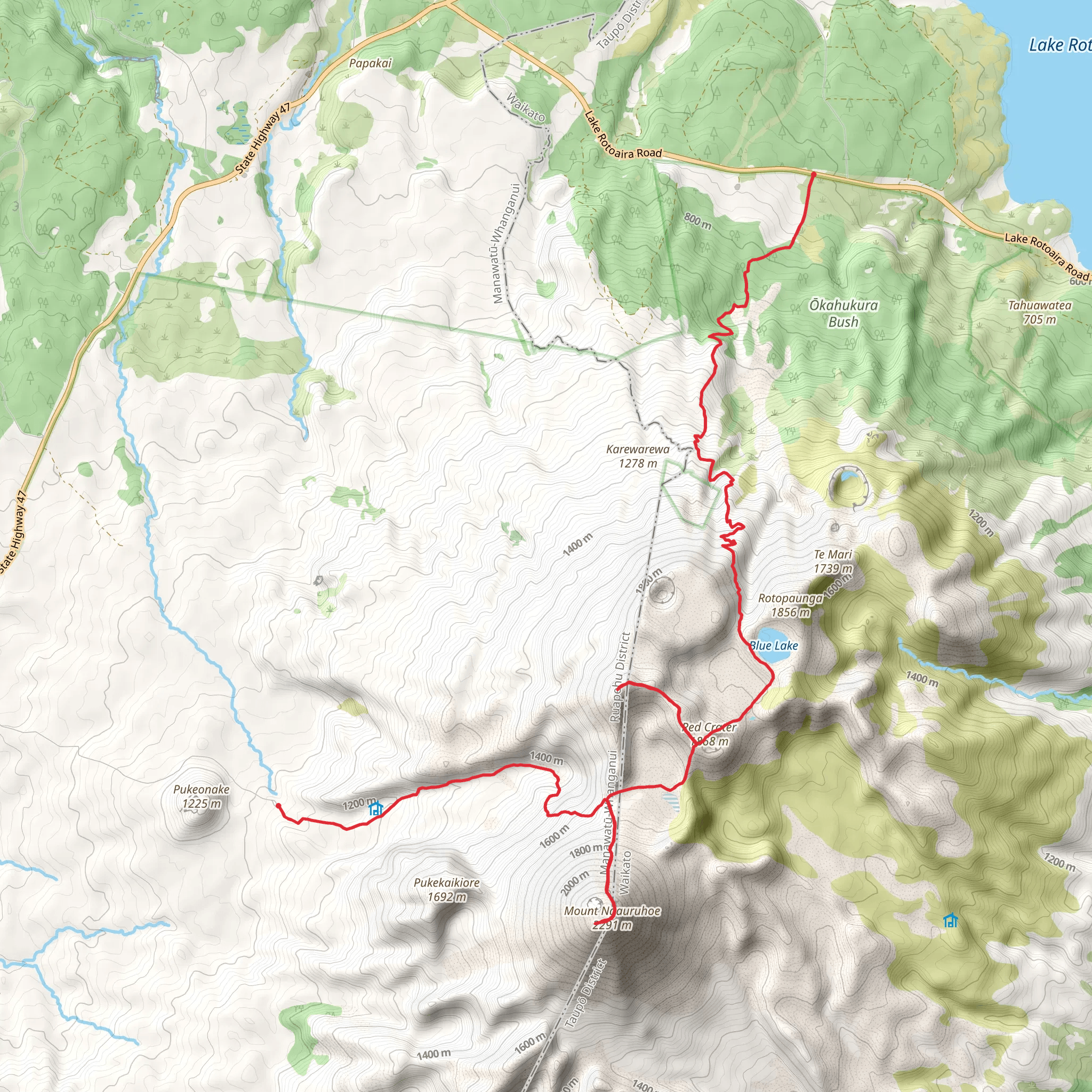 Tongariro Alpine Crossing with Mount Tongariro and Mount Ngauruhoe mobile static map