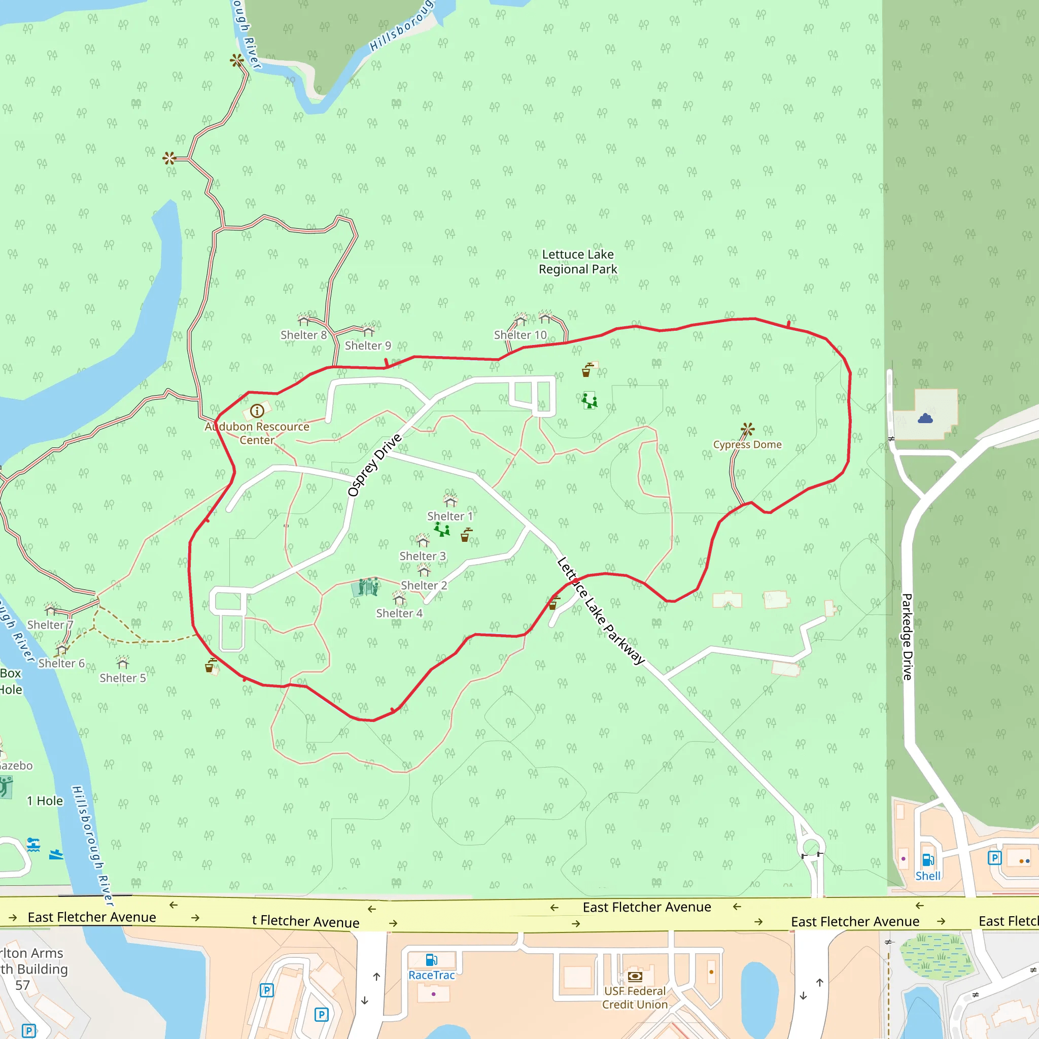 Lettuce Lake Parkway Loop mobile static map