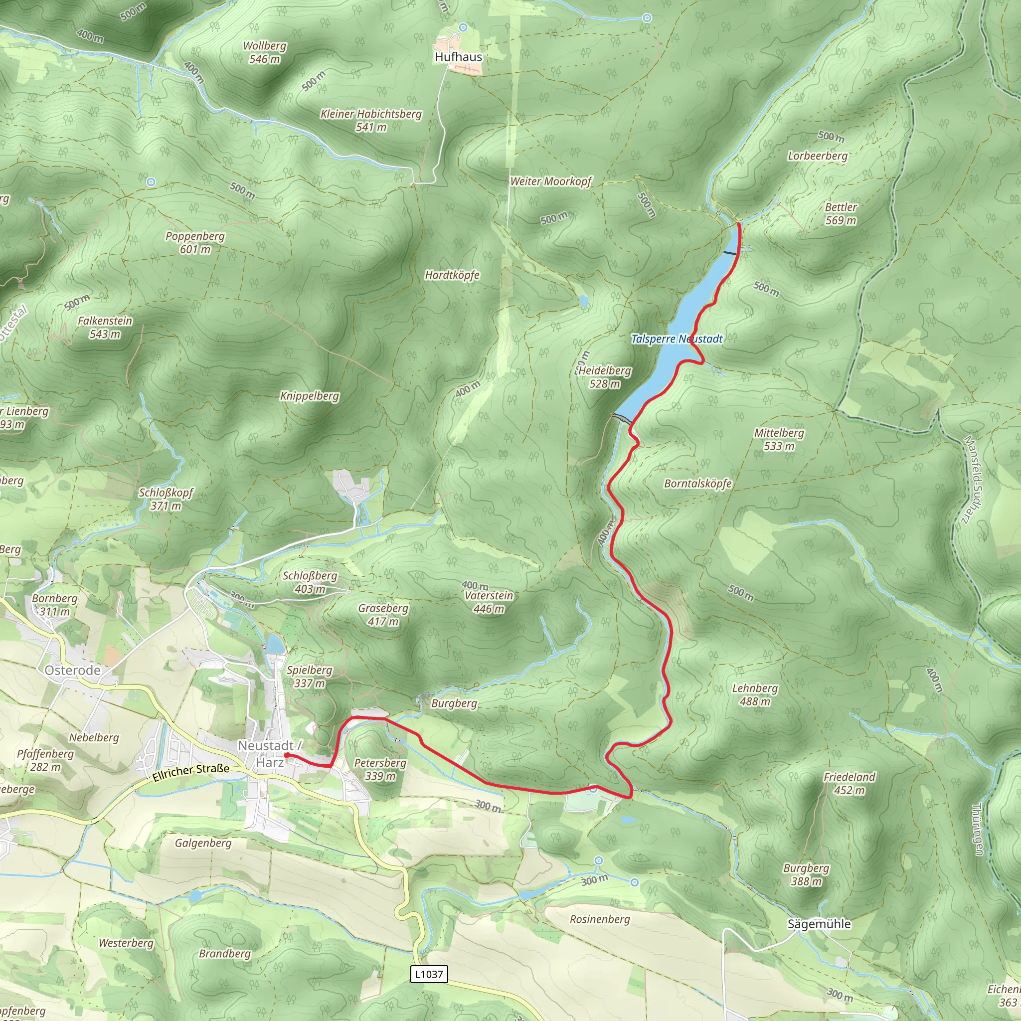 Talsperre Neustadt Walk from Neustädter Hof mobile static map