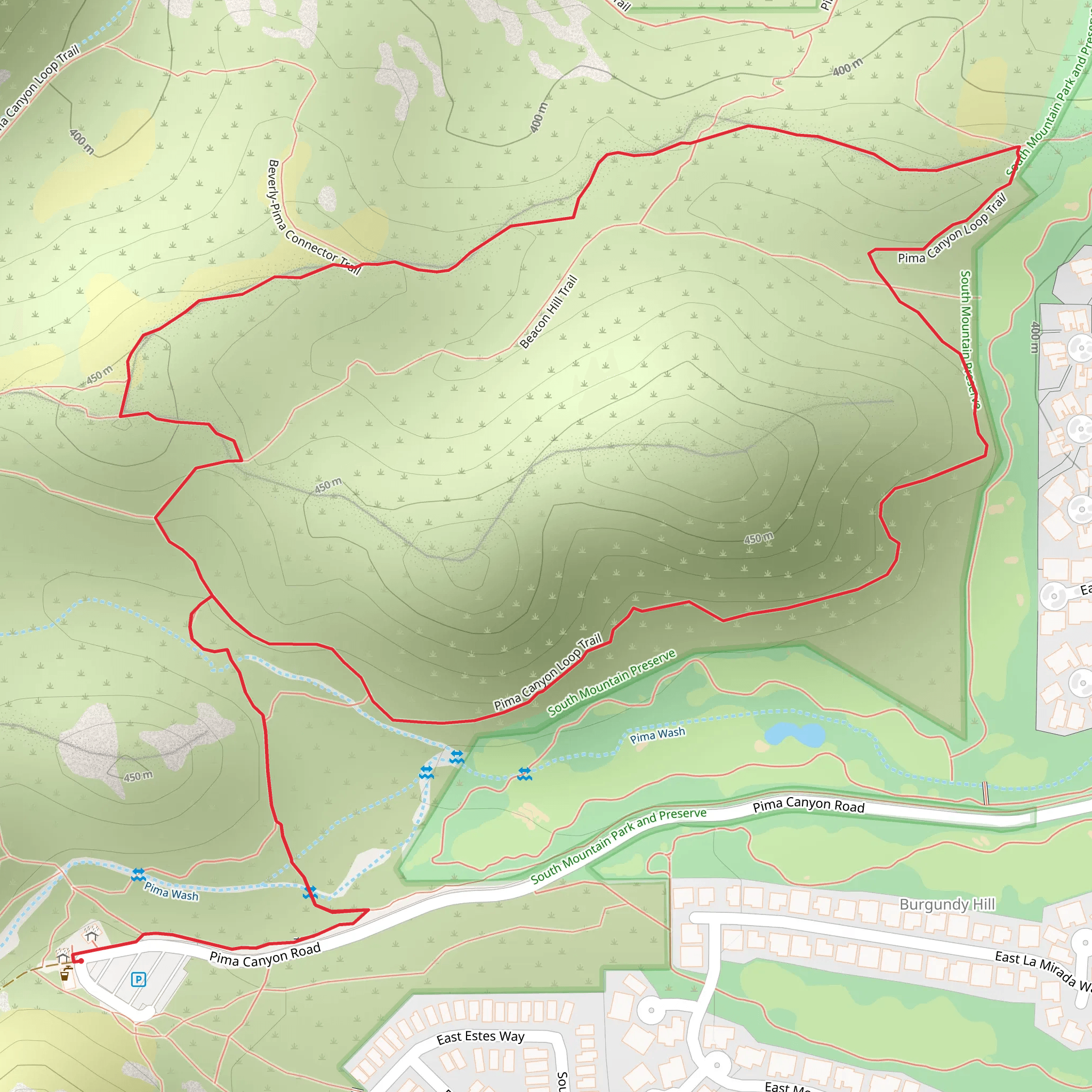 Pima East and West Loop Trail mobile static map