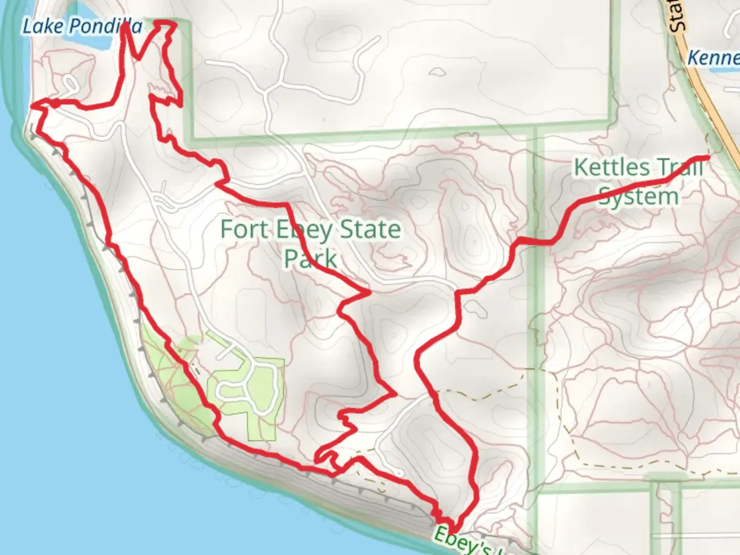 An image depicting the trail Bluff Trail and Hokey-Ka-Dodo Loop and its surrounding area.