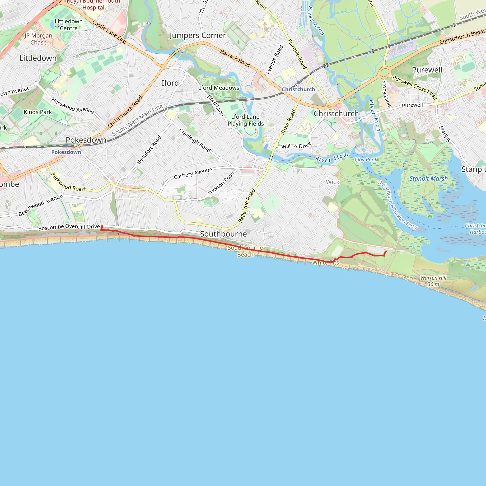 Southbourne Beach Walk mobile static map