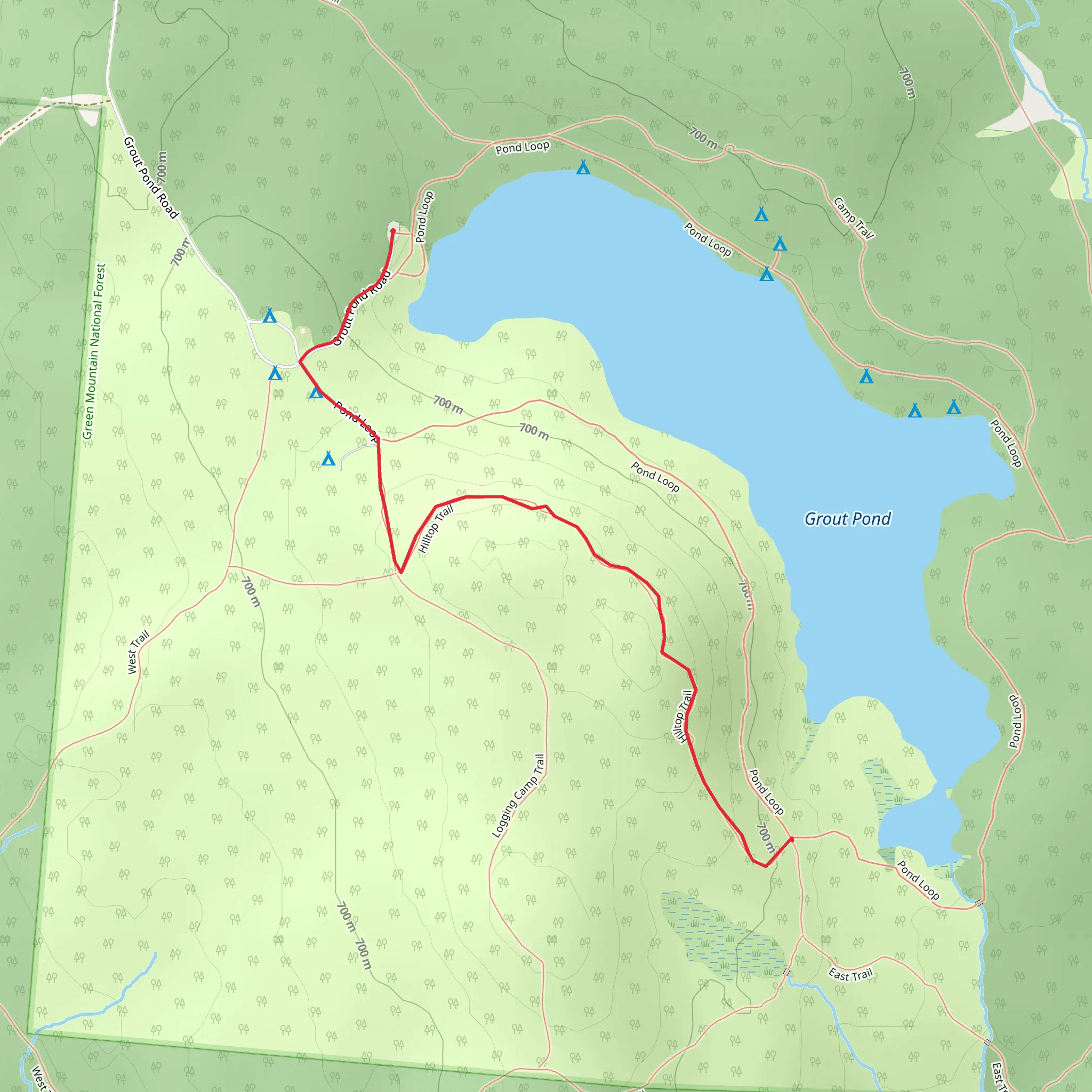 Grout Pond Hill Top Trail mobile static map