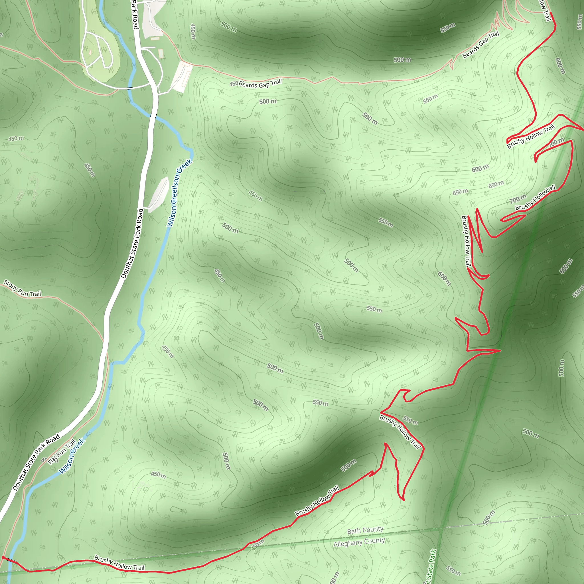 Brushy Hollow Trail mobile static map