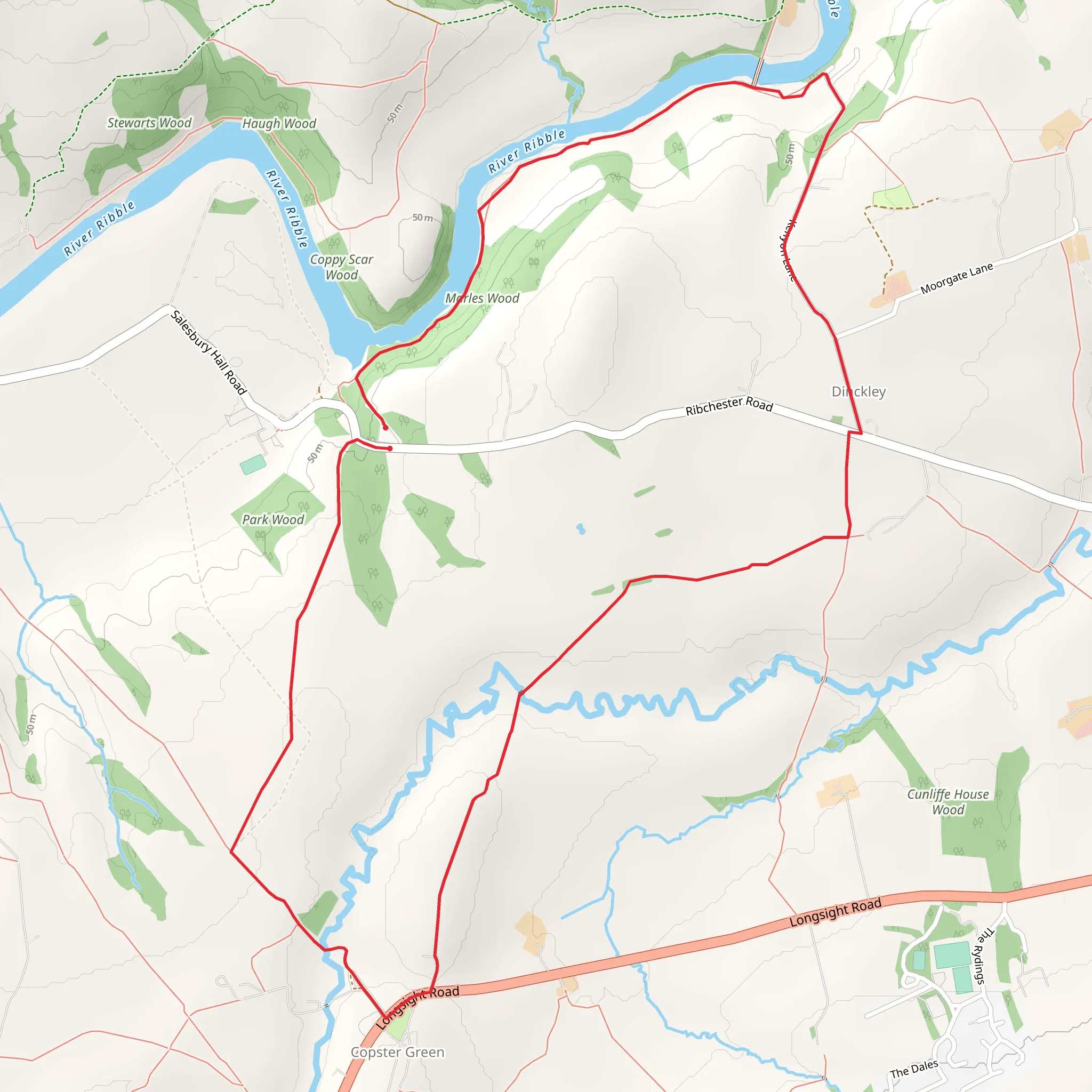 Dinkley Circular Walk mobile static map
